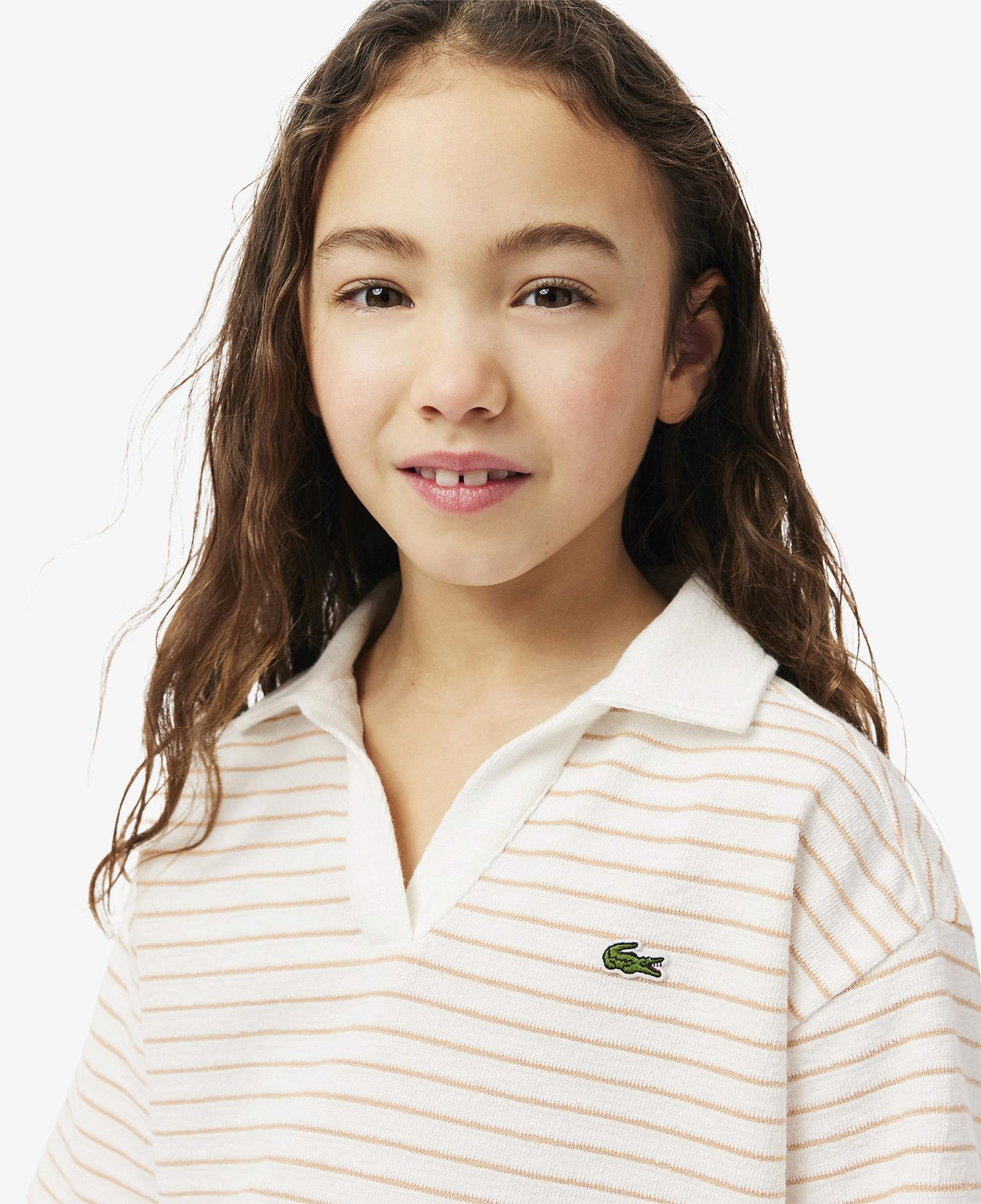 Lacoste Striped Terry Çocuk Beyaz Polo