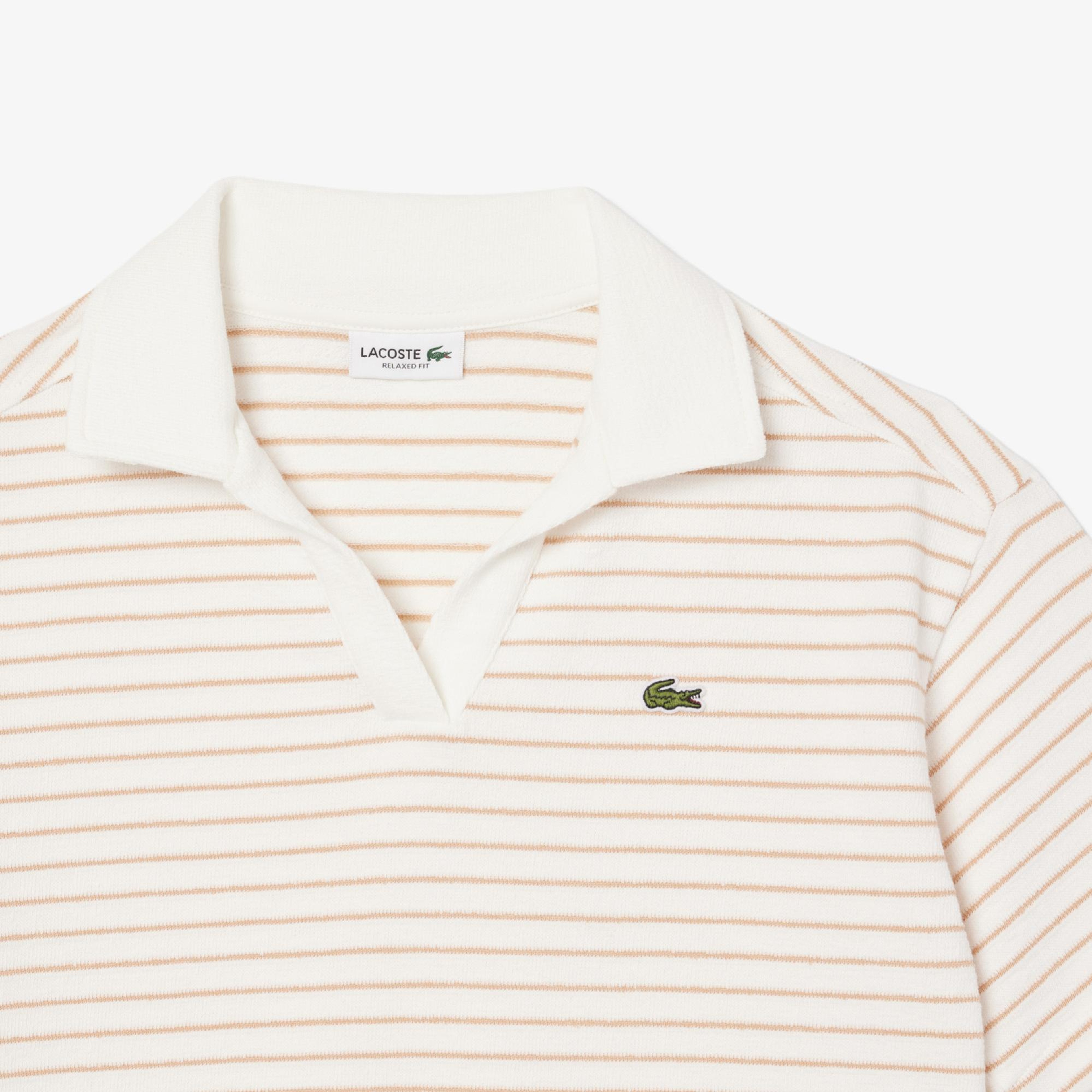 Lacoste Striped Terry Çocuk Beyaz Polo