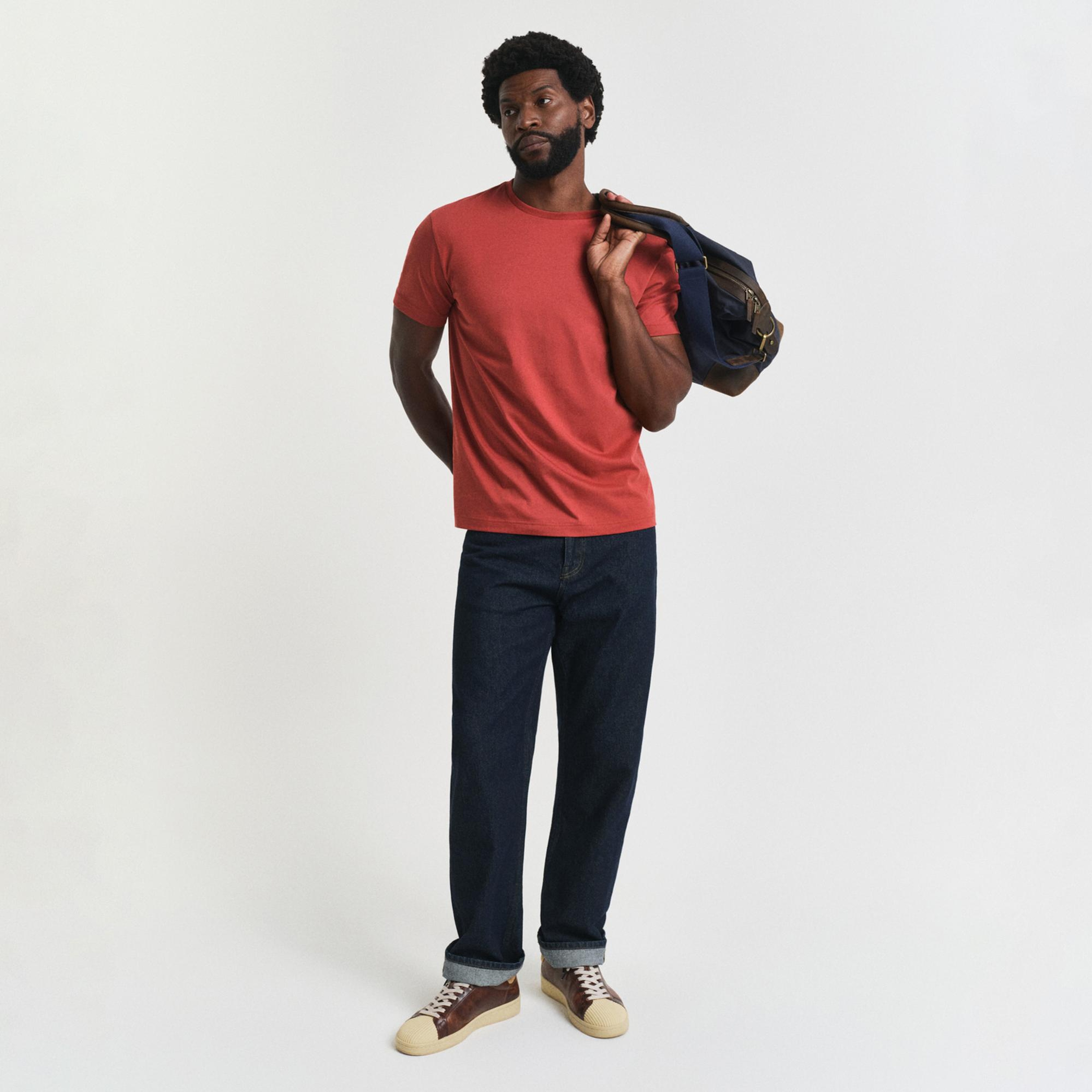 GANT Erkek Kırmızı Regular Fit Bisiklet Yaka T-Shirt