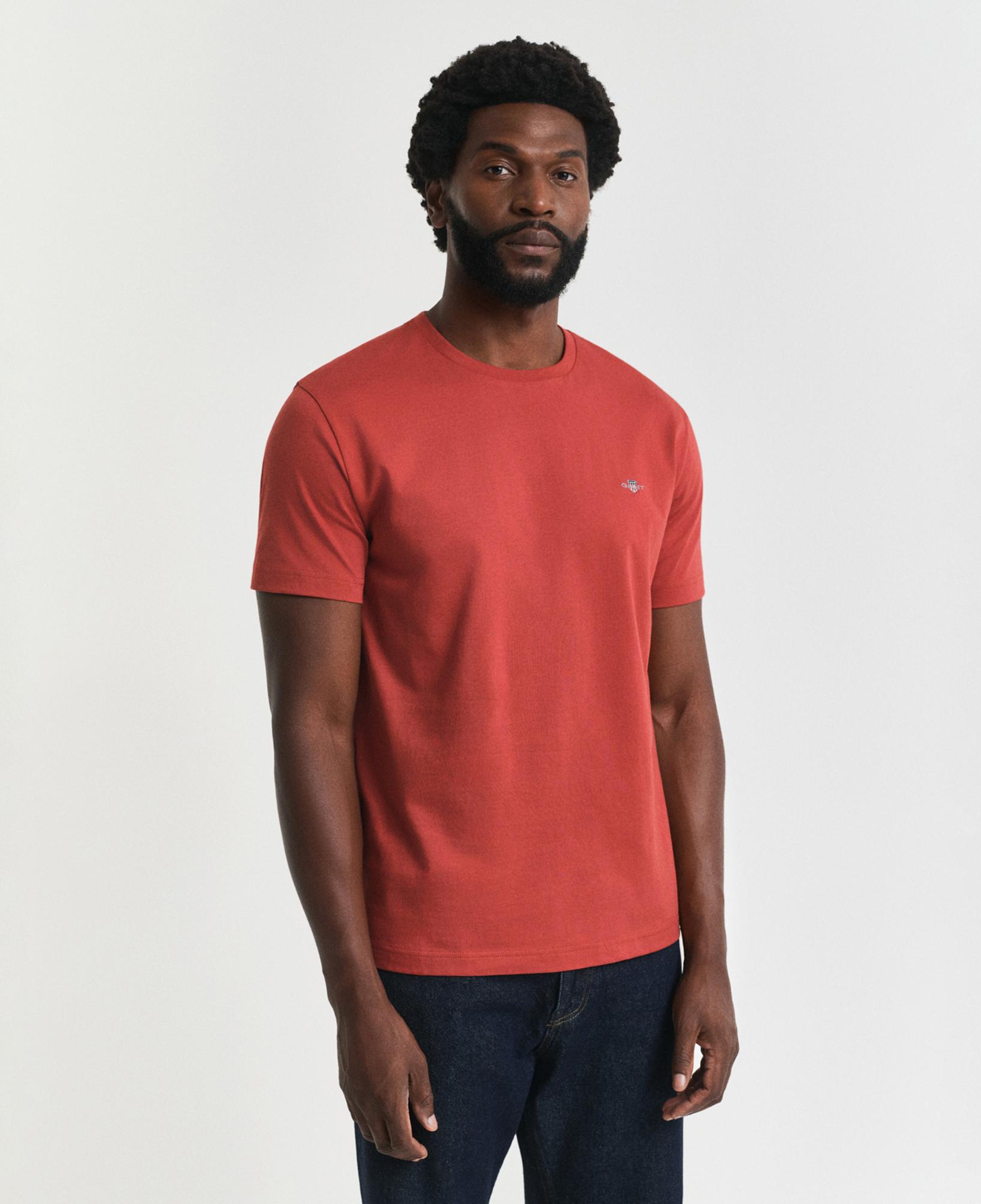 GANT Erkek Kırmızı Regular Fit Bisiklet Yaka T-Shirt