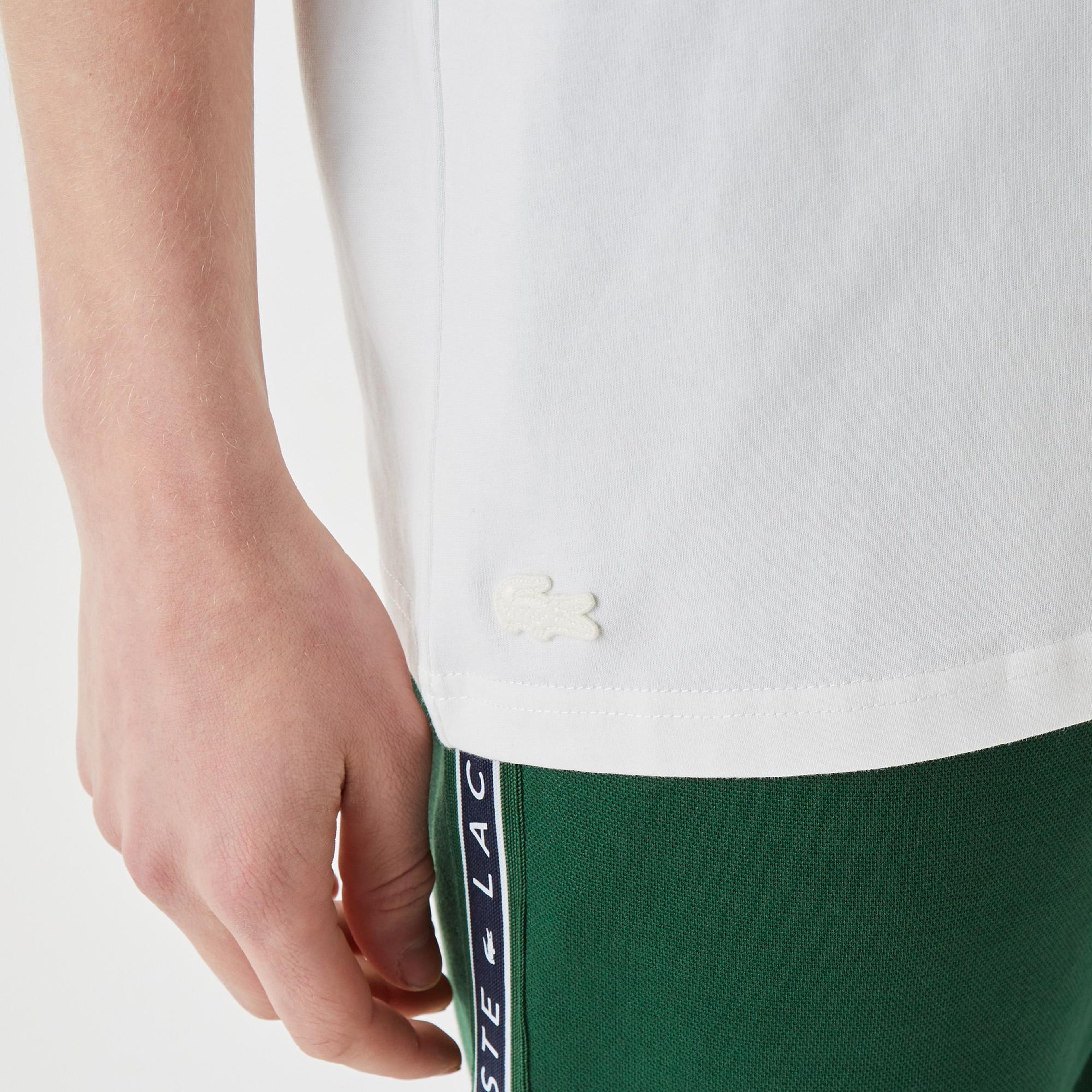 Lacoste Erkek Relaxed Fit Bisiklet Yaka  Baskılı Beyaz T-Shirt