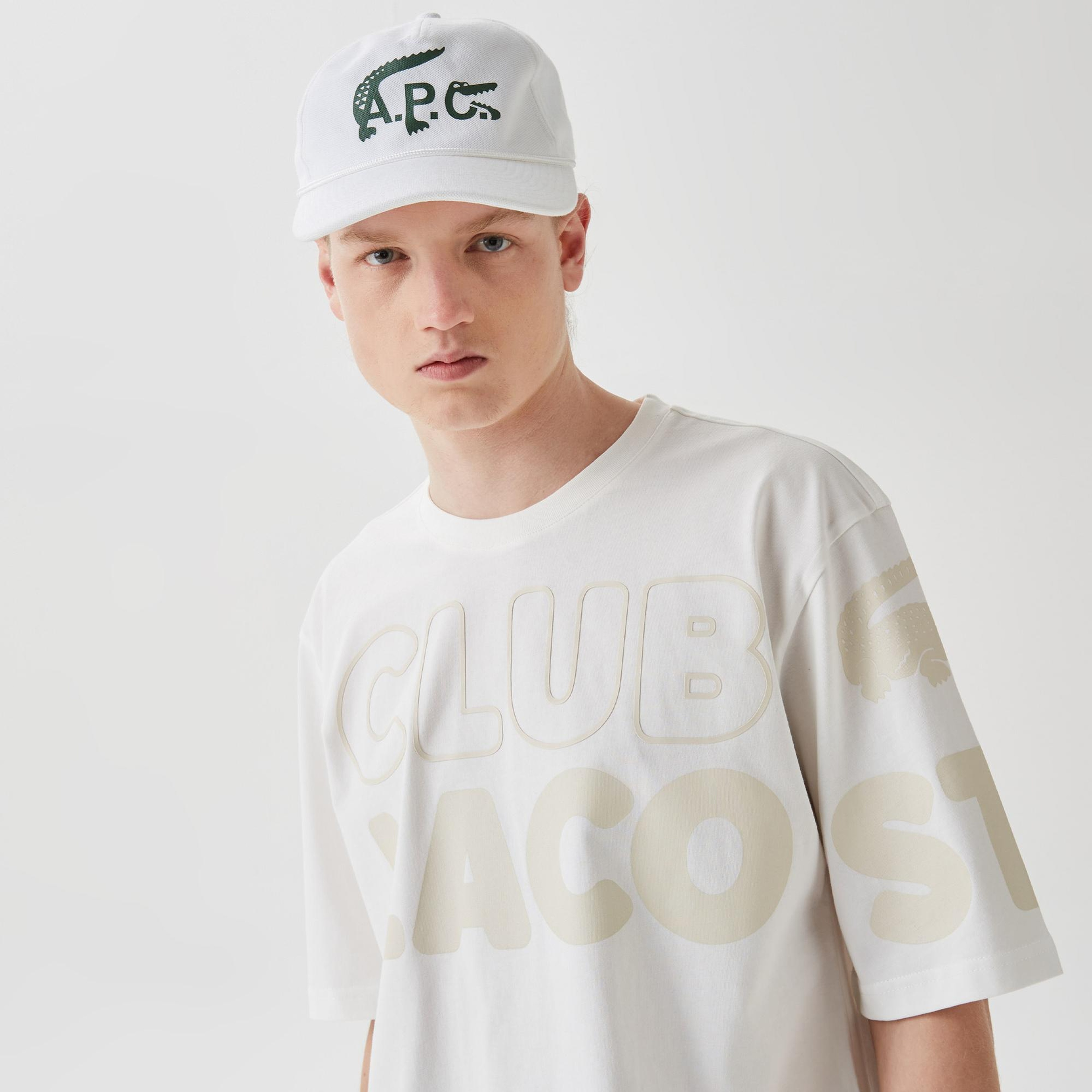 Lacoste Erkek Relaxed Fit Bisiklet Yaka  Baskılı Beyaz T-Shirt