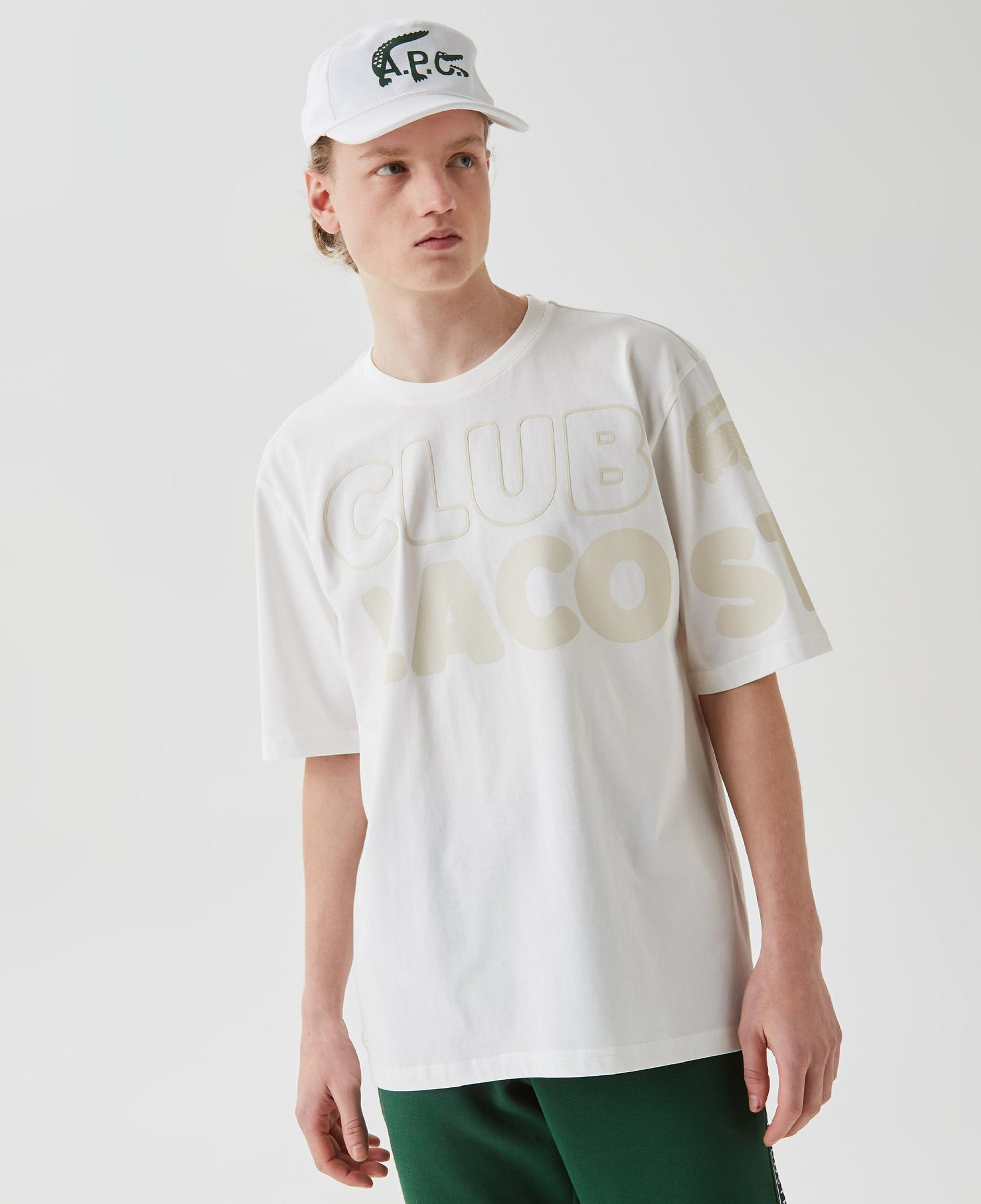 Lacoste Erkek Relaxed Fit Bisiklet Yaka Baskılı Beyaz T-Shirt