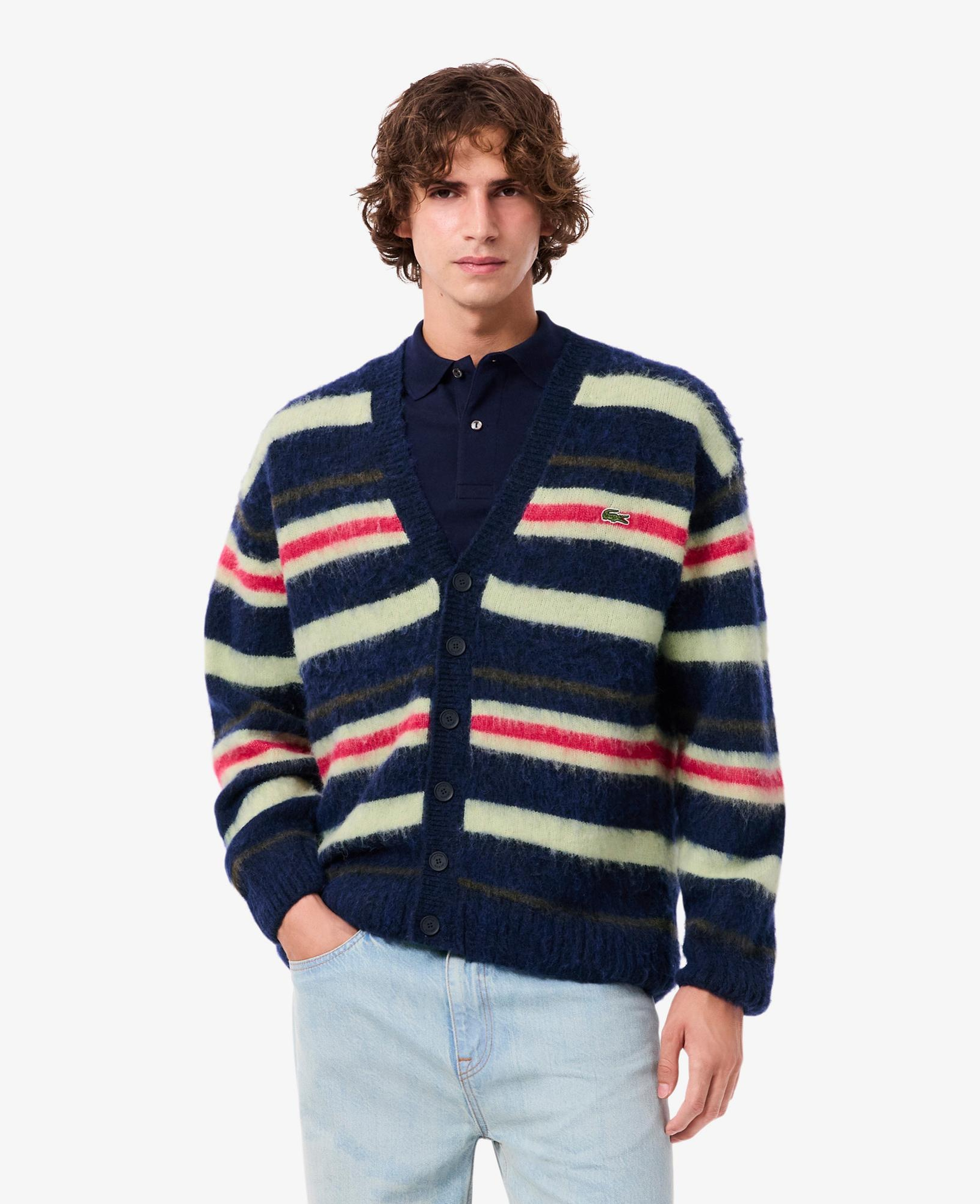 Erkek Relaxed Fit V Yaka Desenli Renkli Hırka