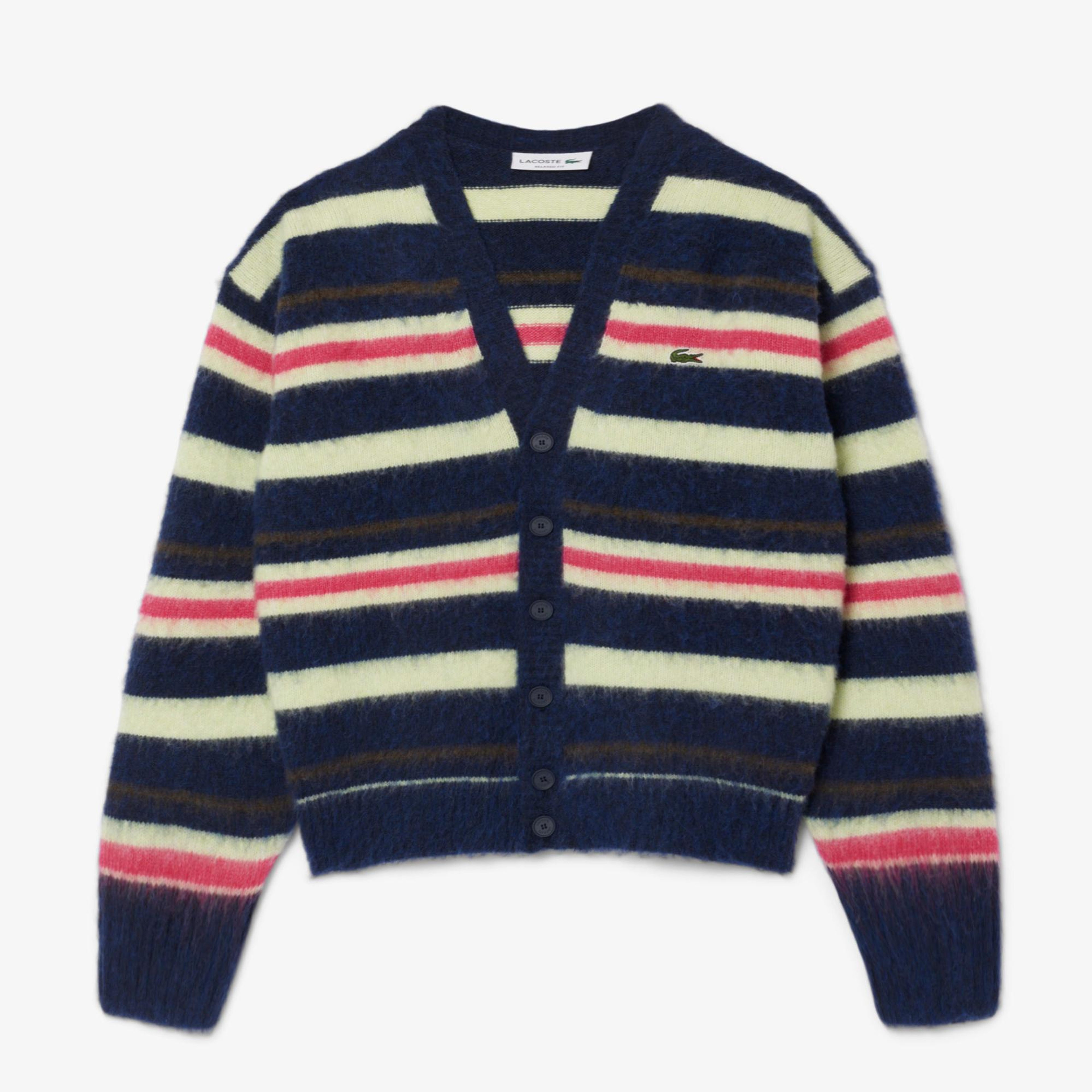 Erkek Relaxed Fit V Yaka Desenli Renkli Hırka