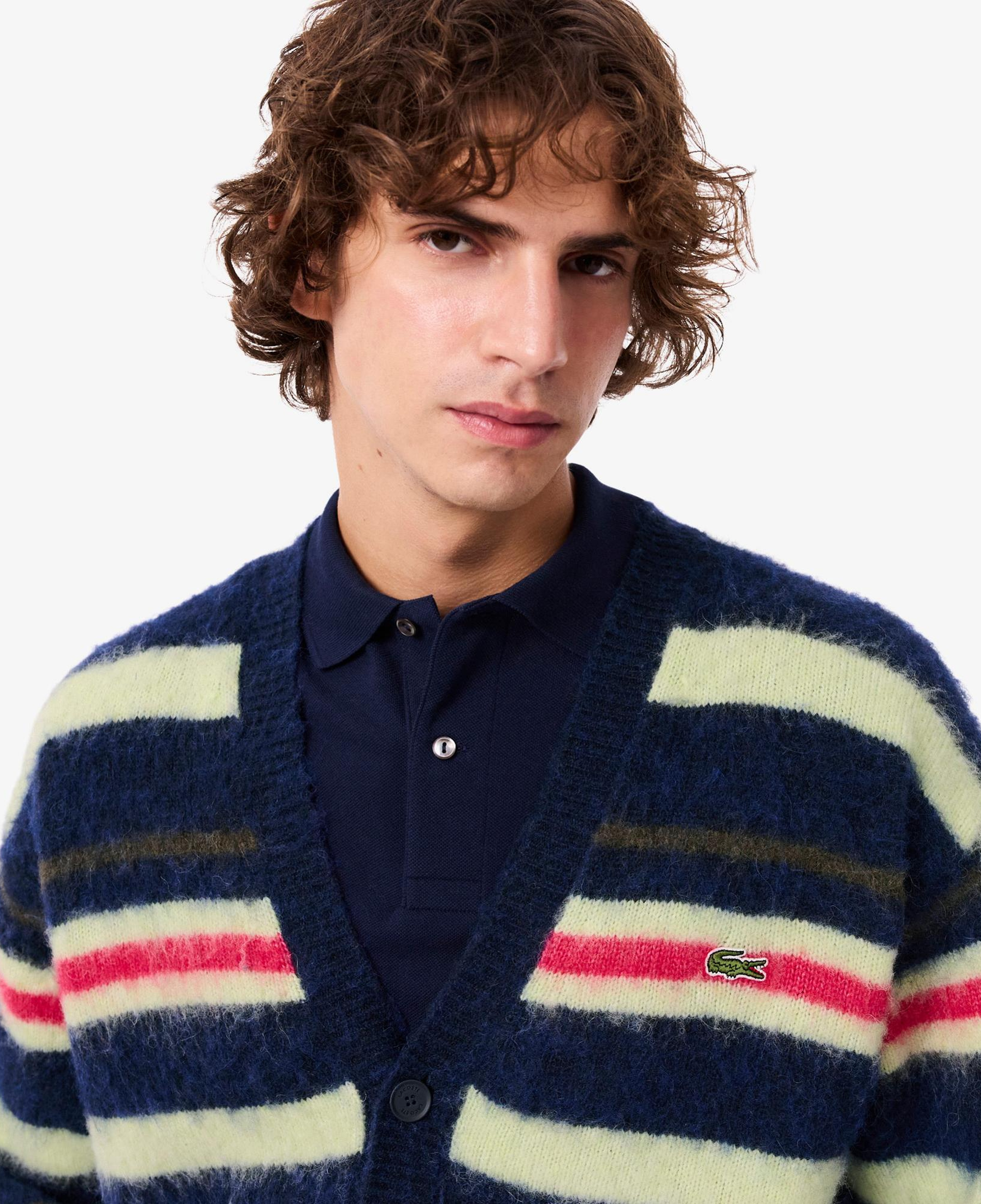 Erkek Relaxed Fit V Yaka Desenli Renkli Hırka