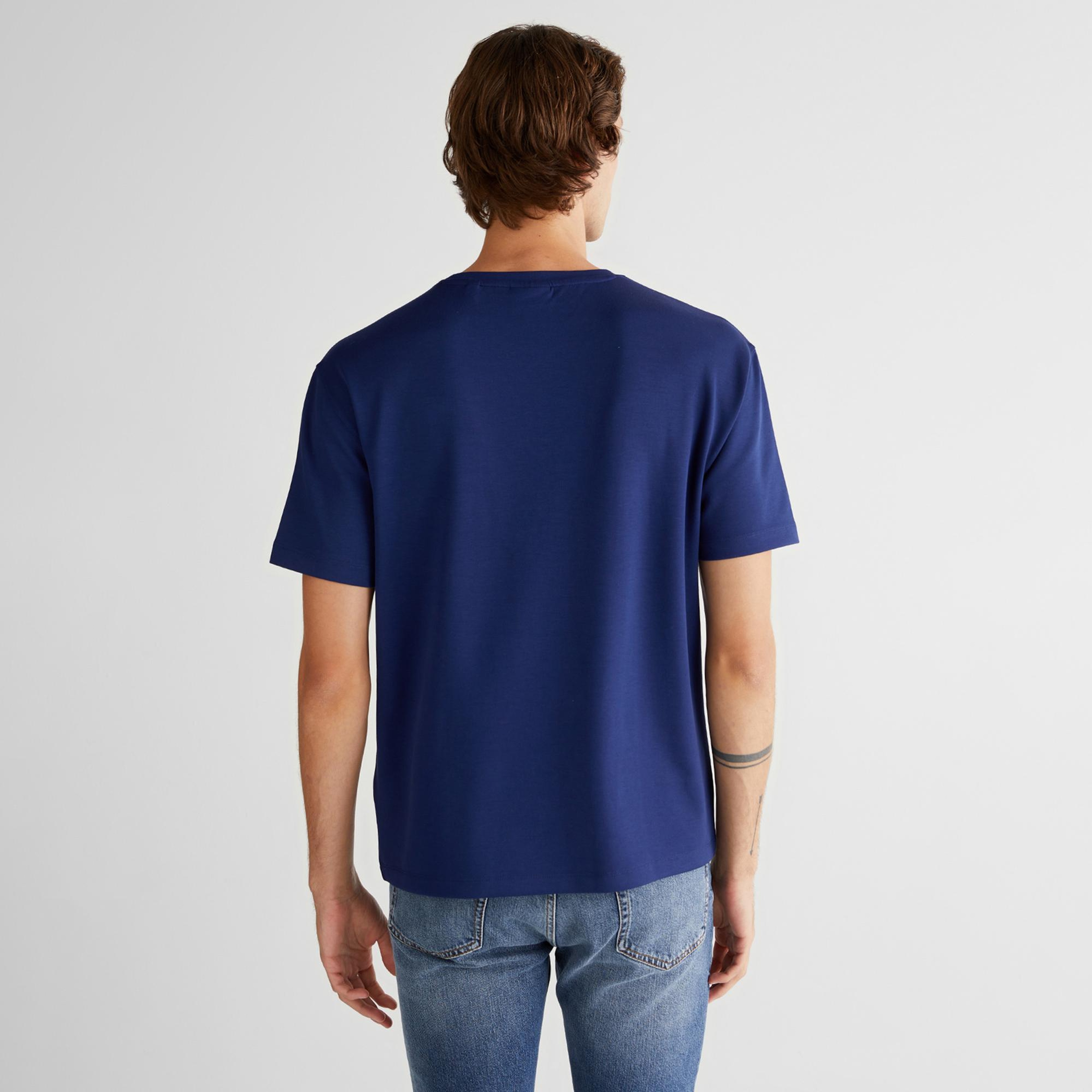 Erkek Mavi Relaxed Fit T-Shirt