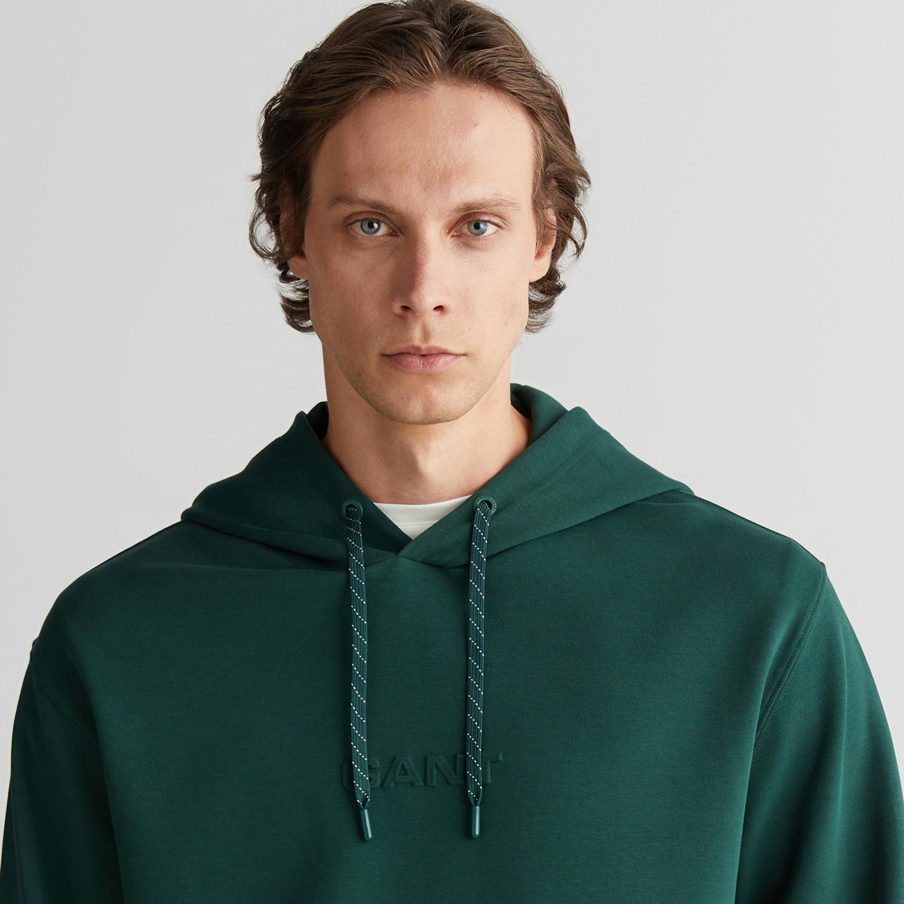 Erkek Yeşil Relaxed Fit Kapüşonlu Sweatshirt