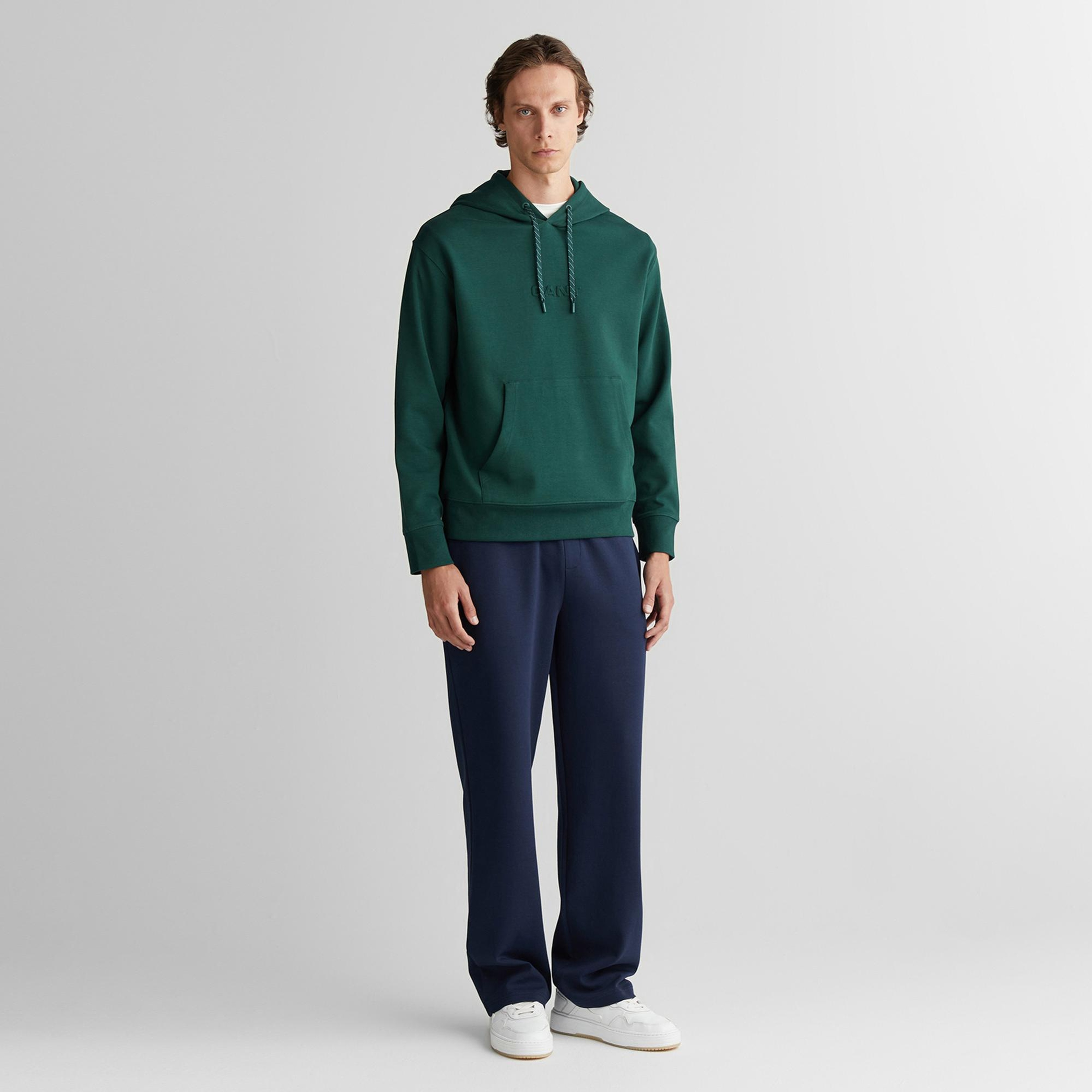 Erkek Yeşil Relaxed Fit Kapüşonlu Sweatshirt