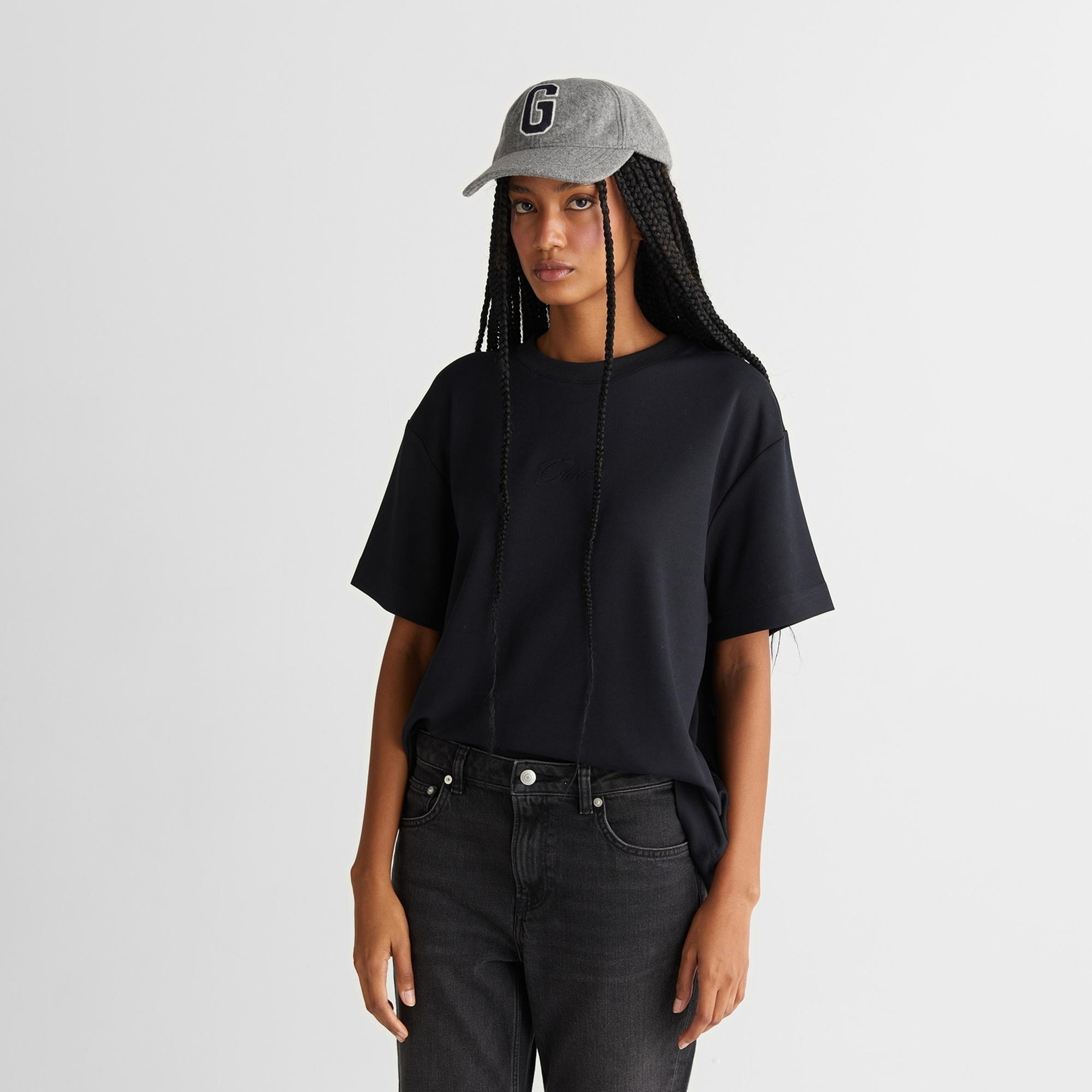 Kadın Siyah Relaxed Fit T-Shirt