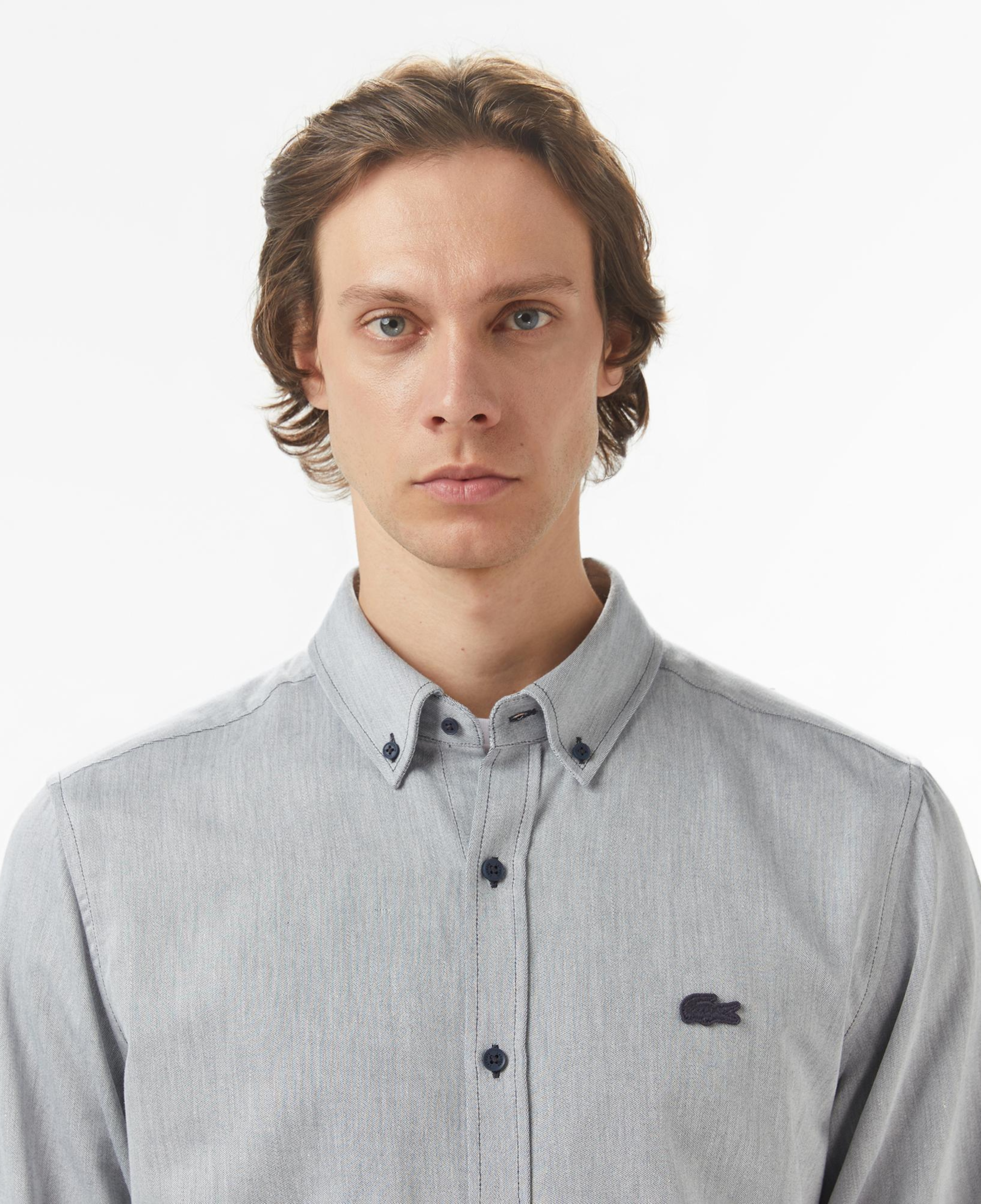 Erkek Regular Fit Düğmeli Yaka Gri Gömlek