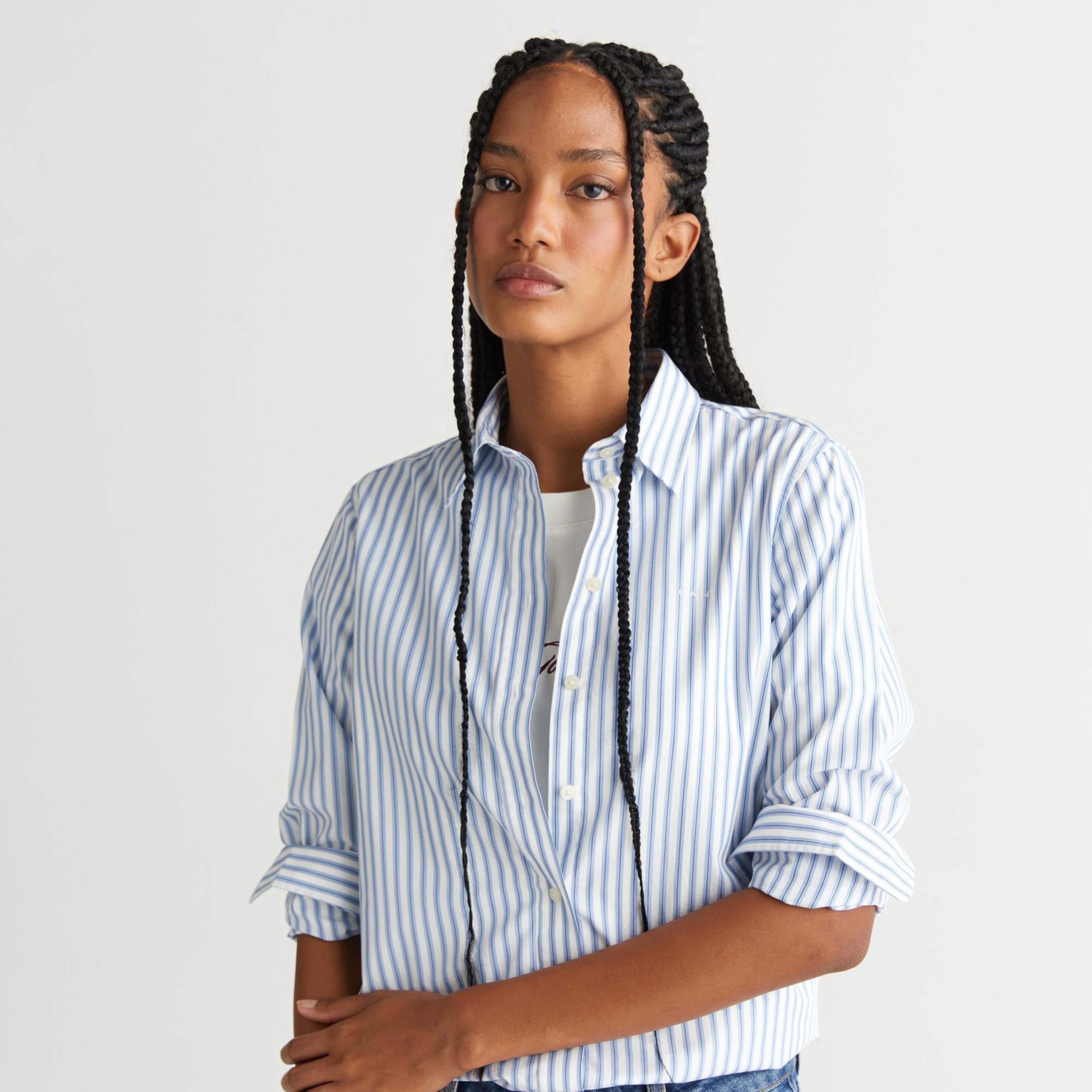 GANT Kadın Mavi Regular Fit Düğmeli Gömlek