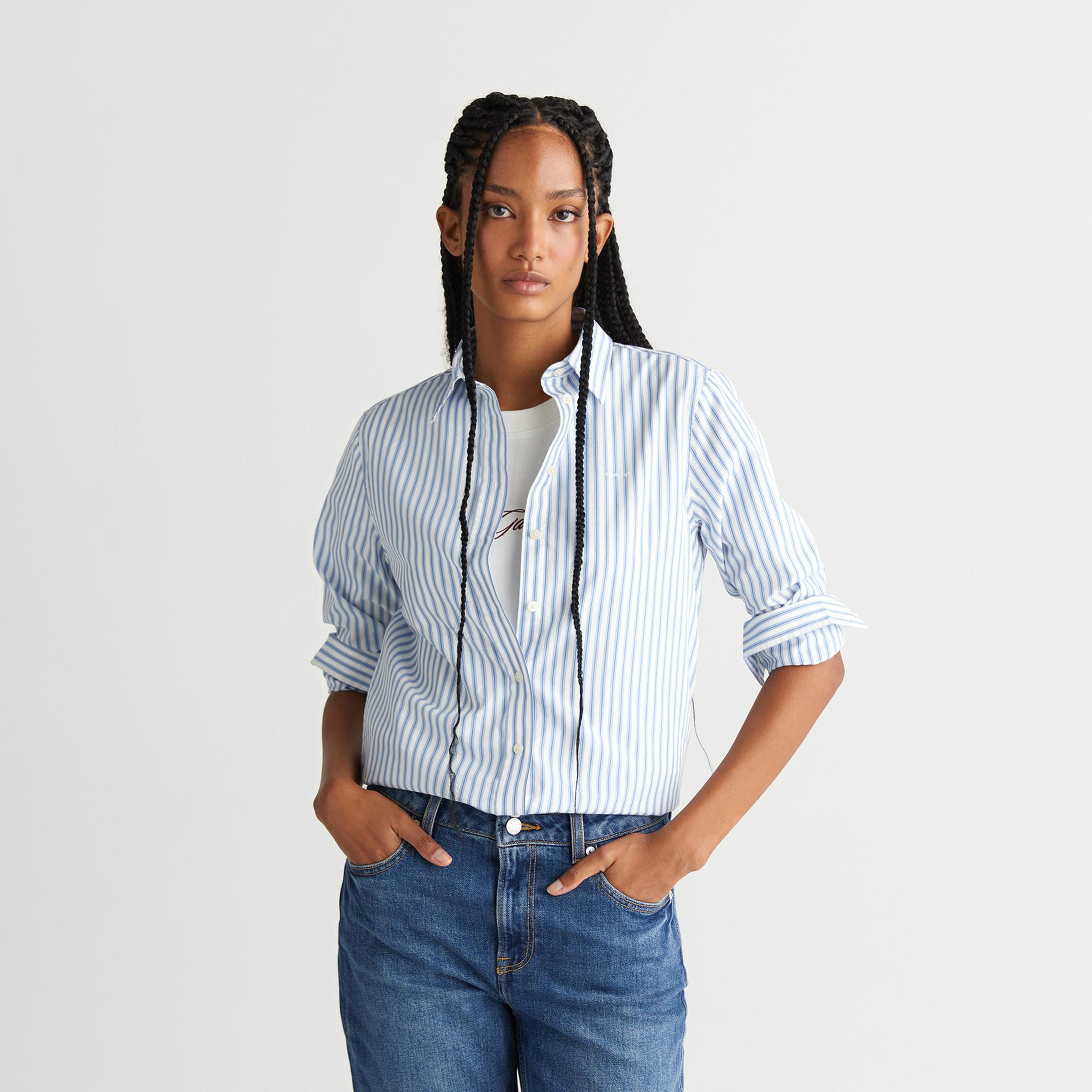 GANT Kadın Mavi Regular Fit Düğmeli Gömlek