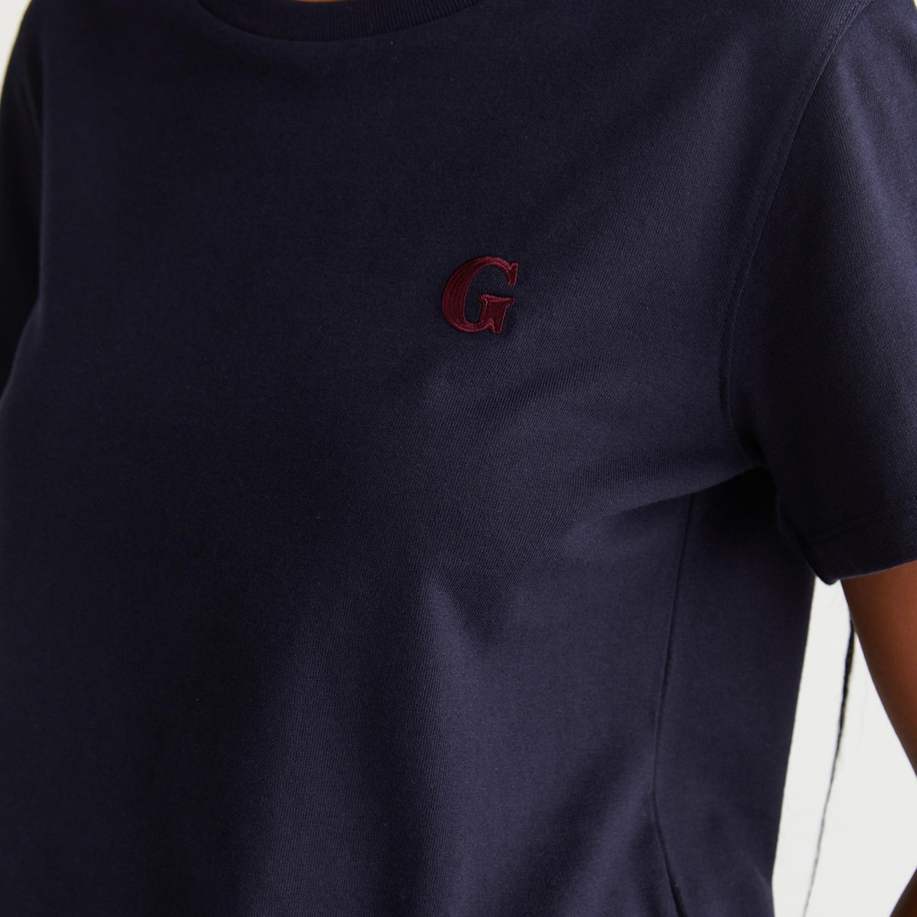GANT Kadın Lacivert Regular Fit Bisiklet Yaka T-Shirt