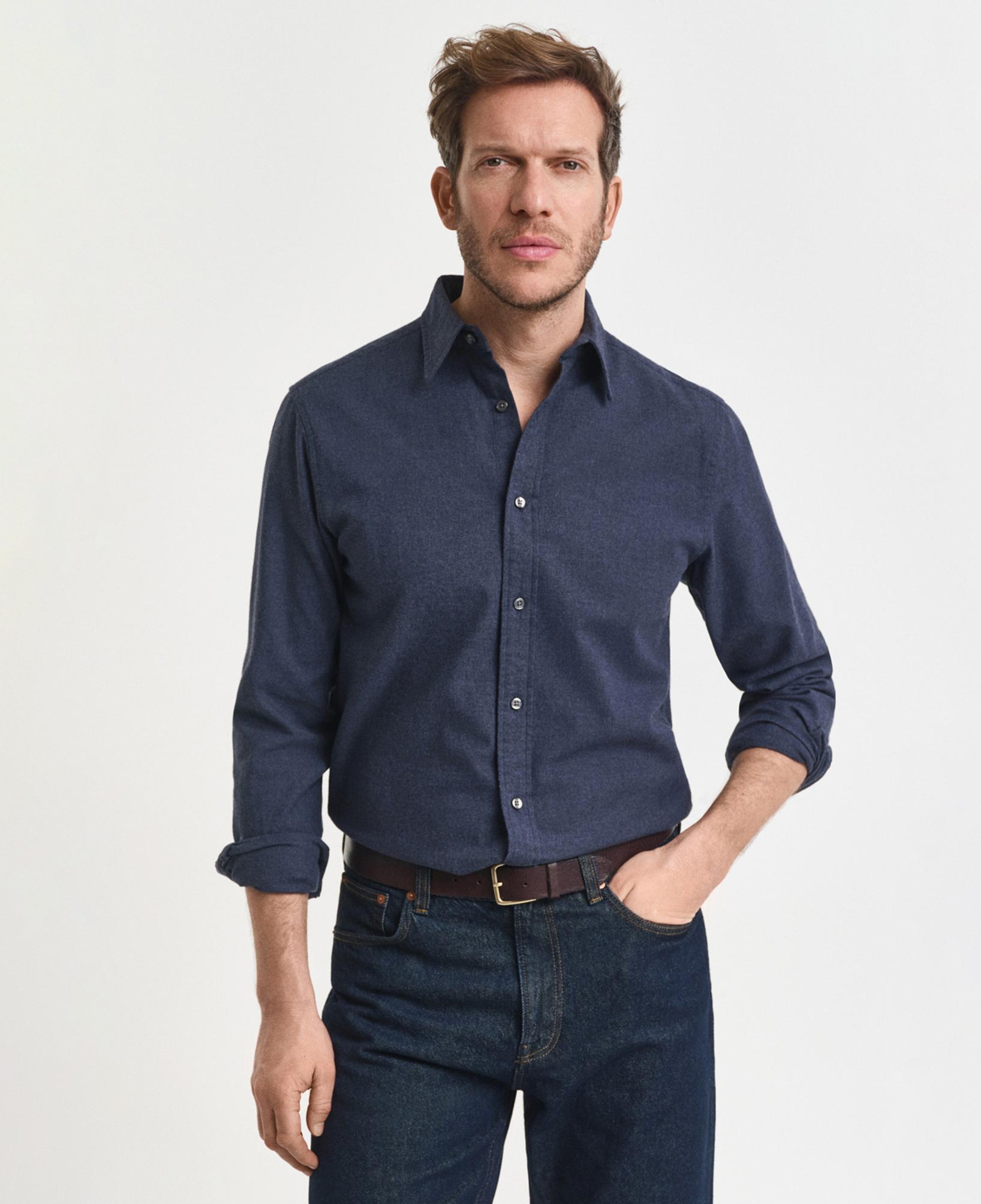 GANT Erkek Beyaz Regular Fit Bisiklet Yaka Gömlek