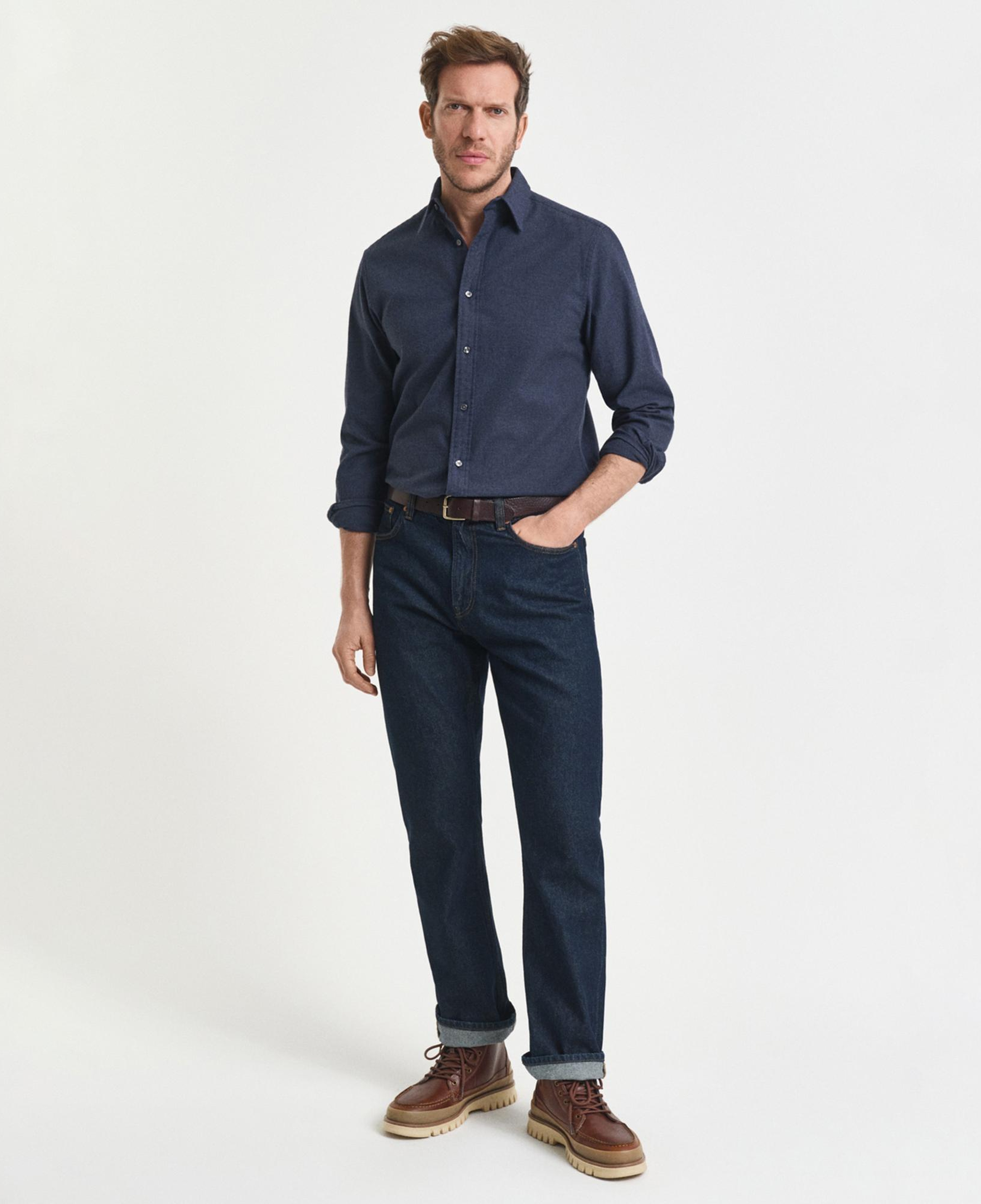 GANT Erkek Beyaz Regular Fit Bisiklet Yaka Gömlek