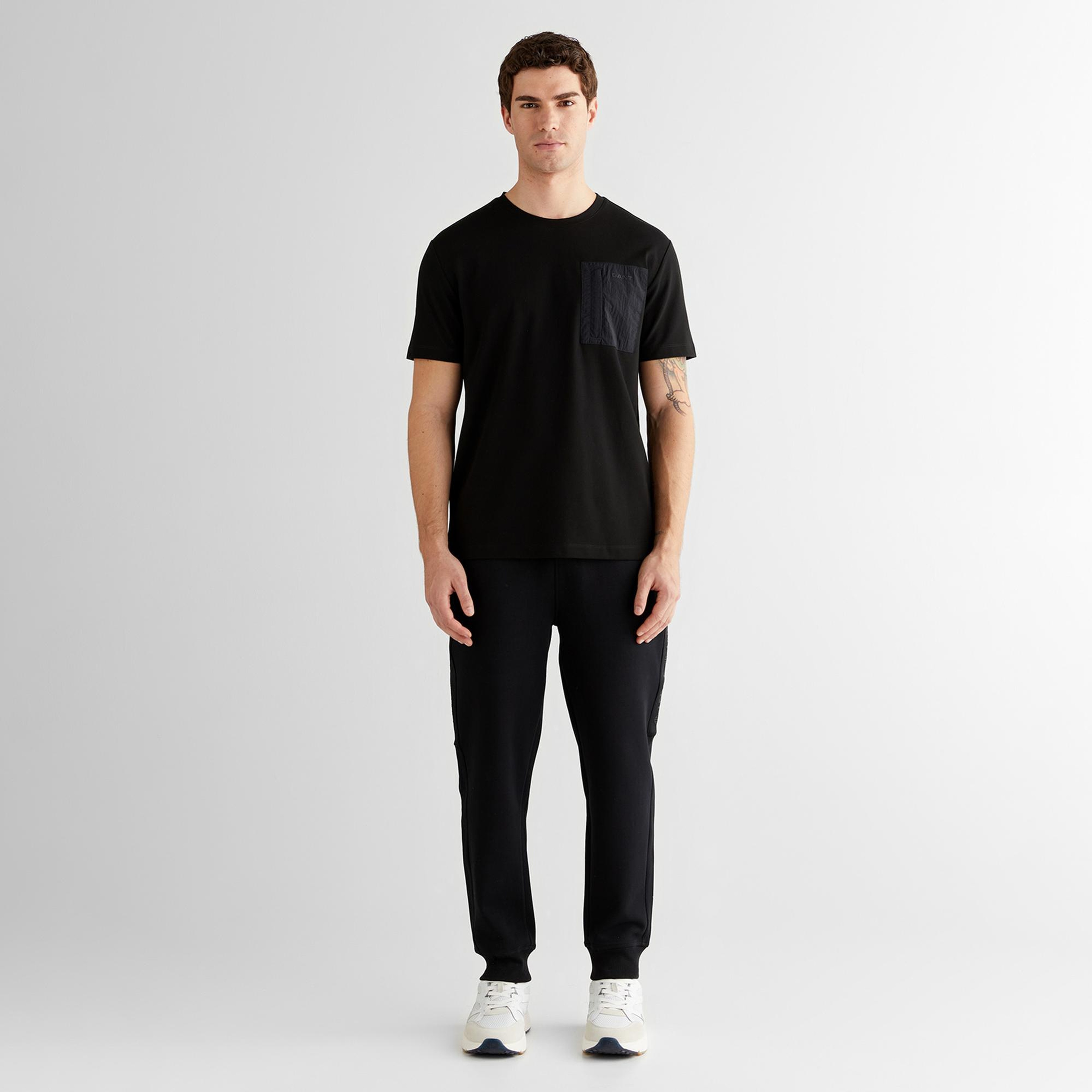 GANT Erkek Siyah Regular Fit Bisiklet Yaka T-Shirt
