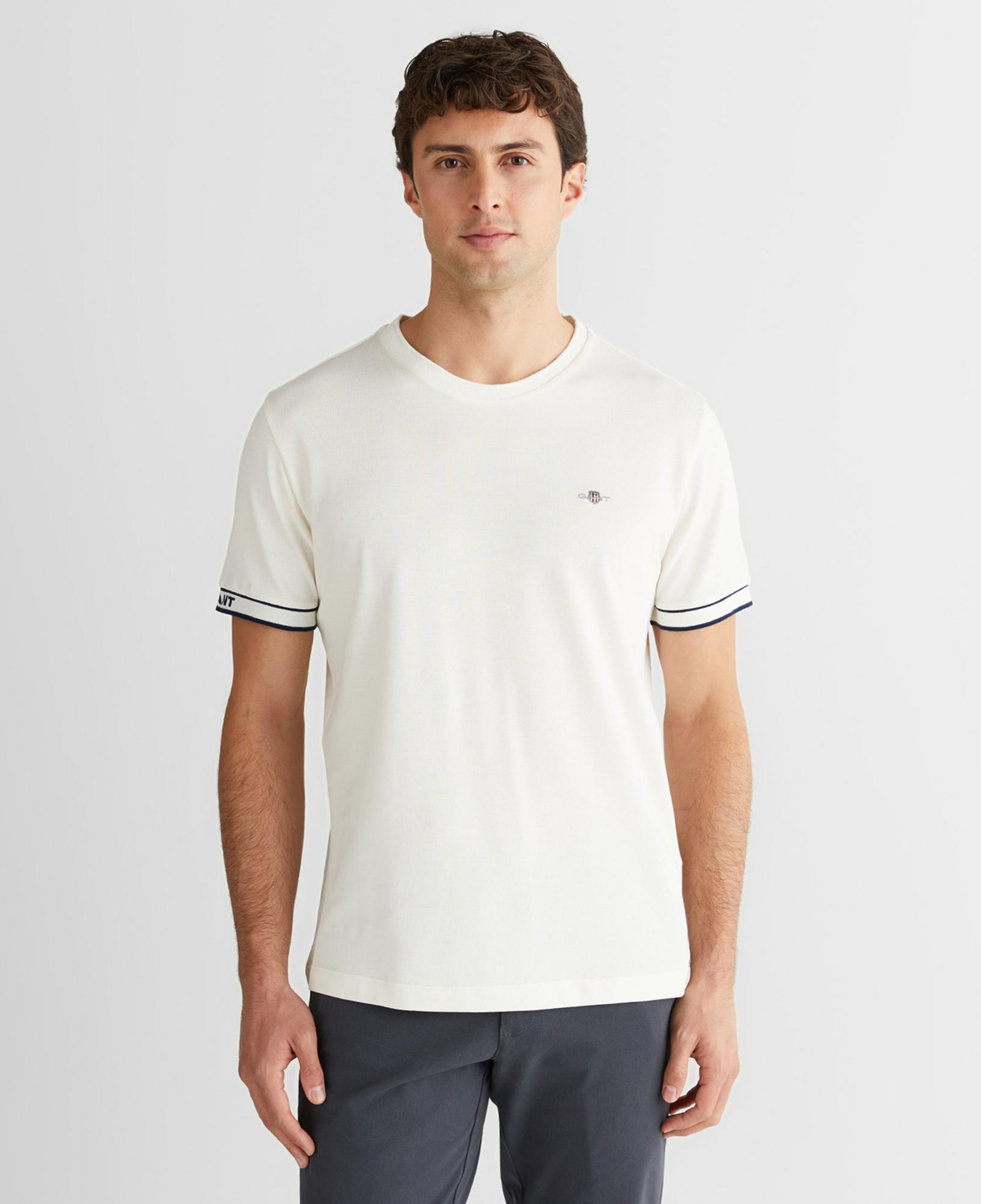 GANT Erkek Beyaz Regular Fit Bisiklet Yaka T-Shirt