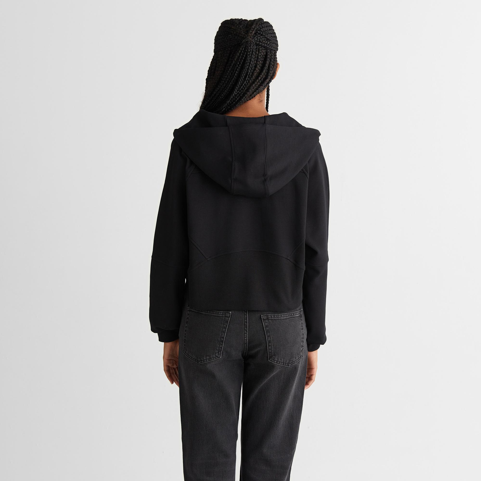 Kadın Siyah Regular Fit Kapüşonlu Sweatshirt