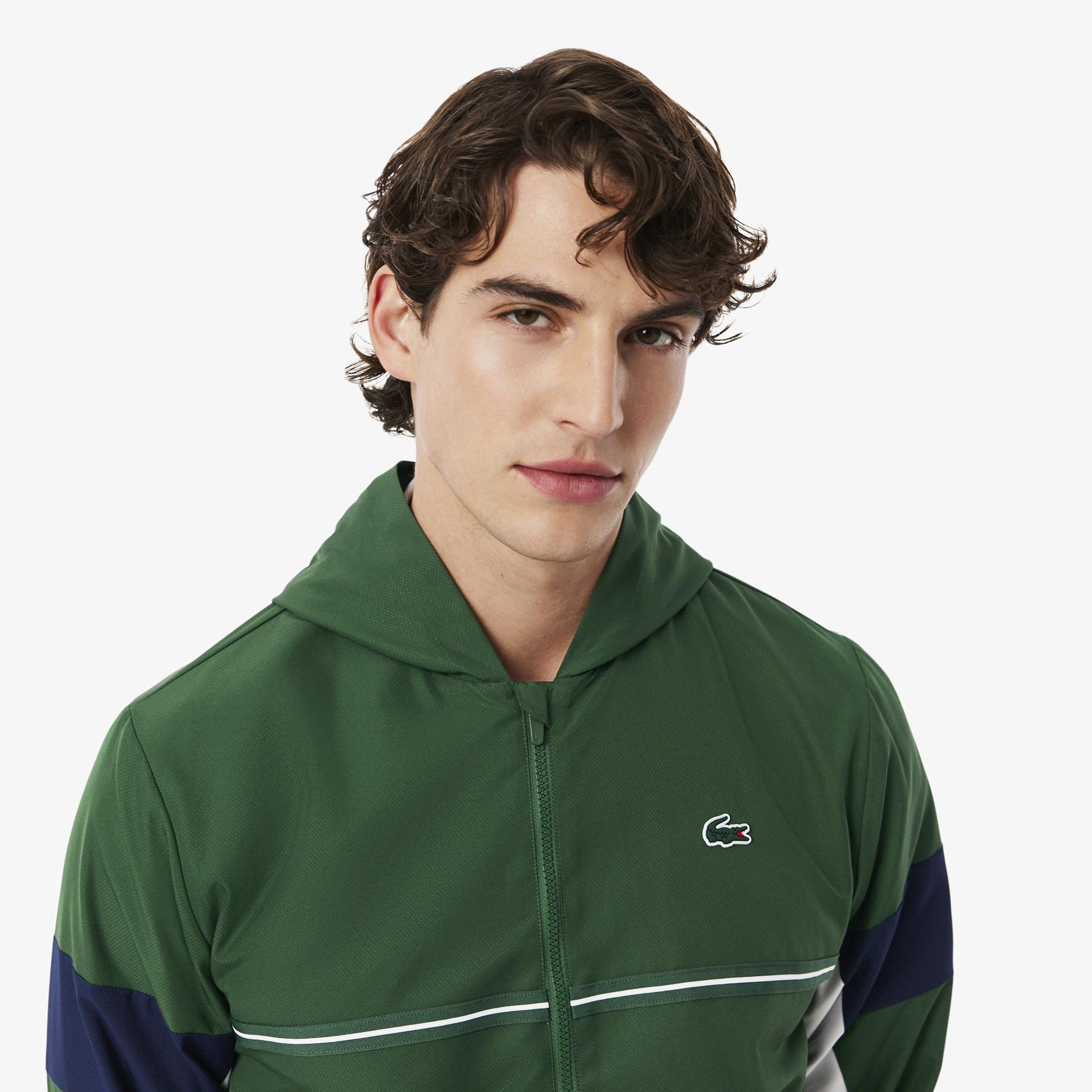 Lacoste Erkek Regular Fit Kapüşonlu Renk Bloklu Yeşil Ceket