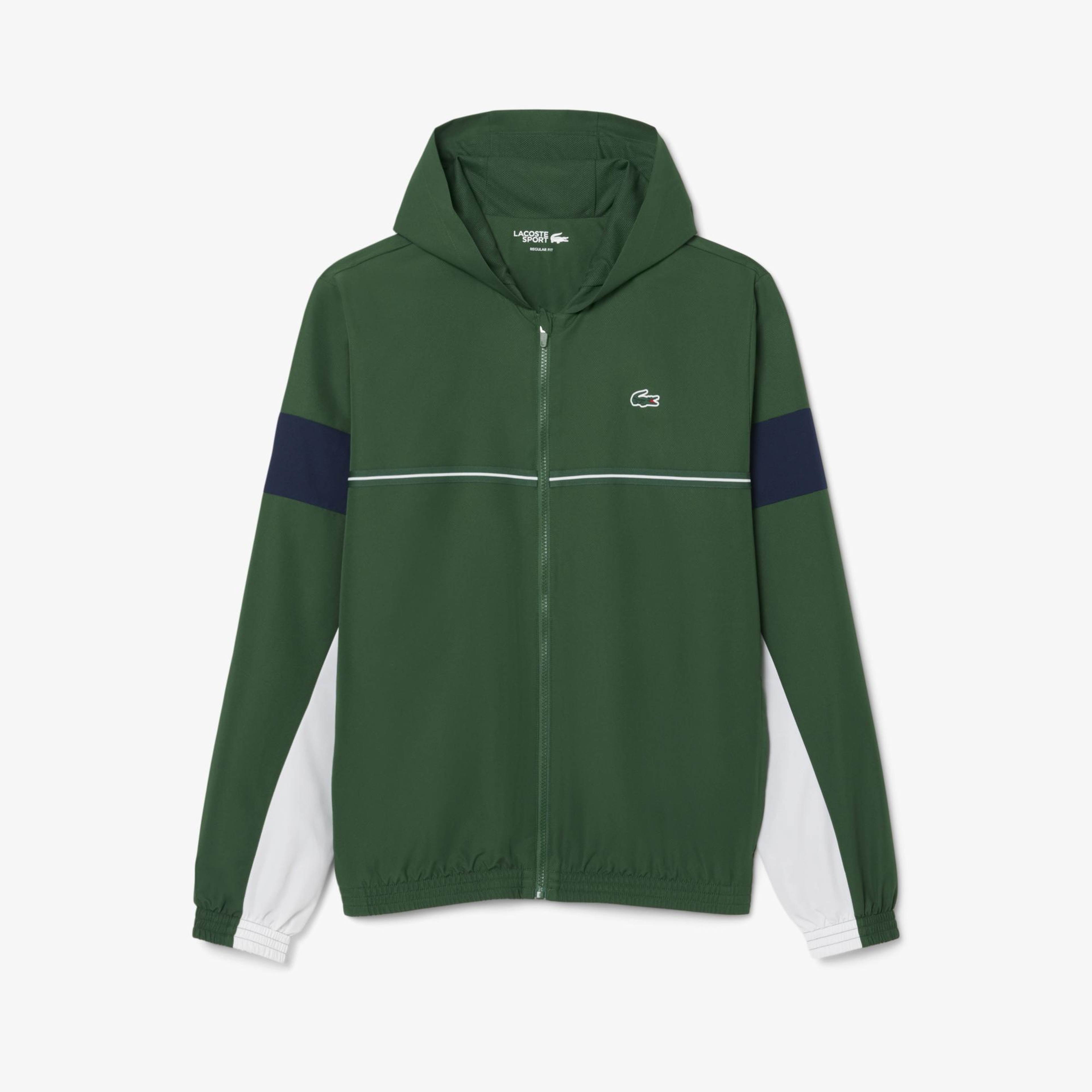Lacoste Erkek Regular Fit Kapüşonlu Renk Bloklu Yeşil Ceket