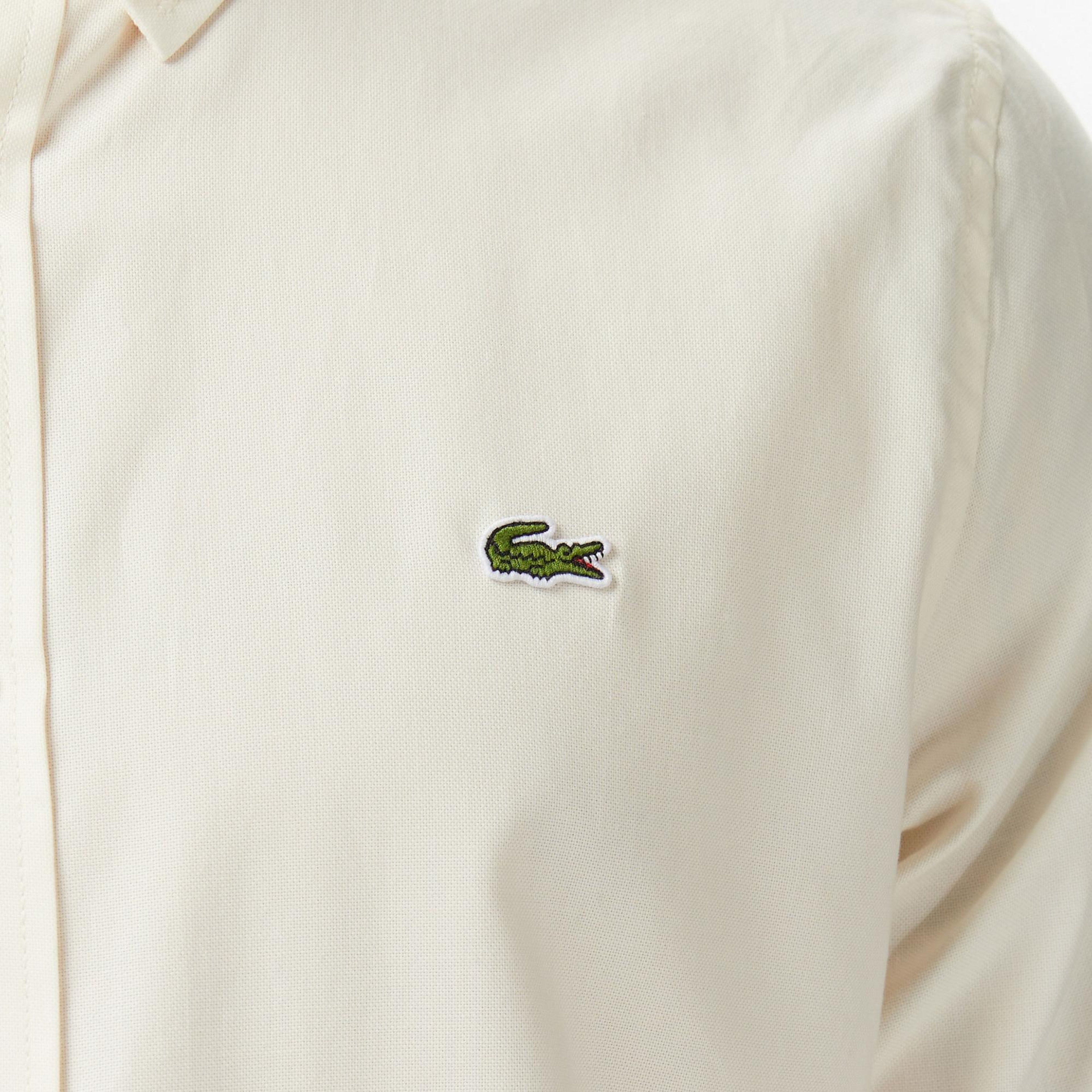 Lacoste Erkek Slim Fit Düğmeli Yaka Bej Gömlek