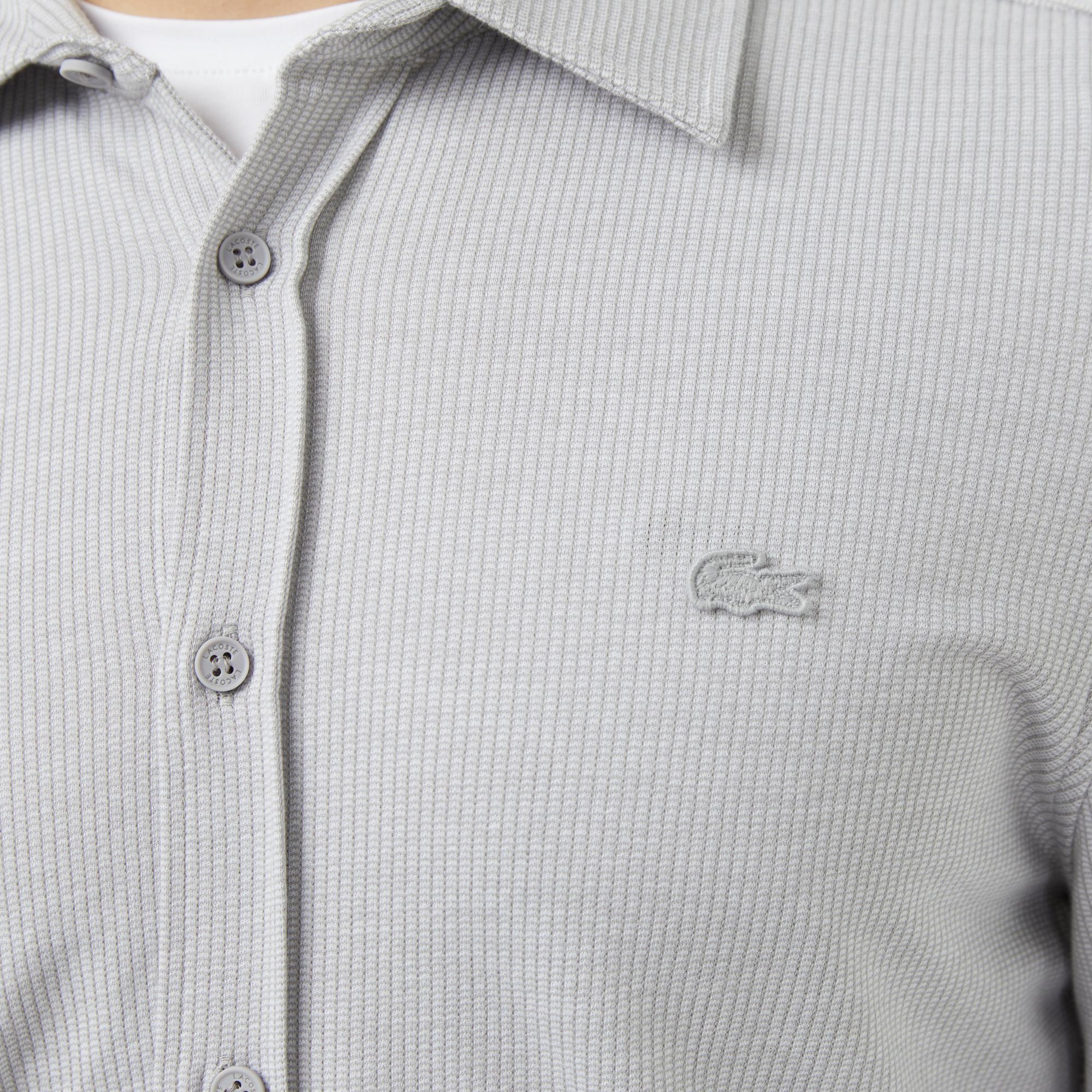 Lacoste Erkek Slim Fit Düğmeli Yaka Gri Gömlek
