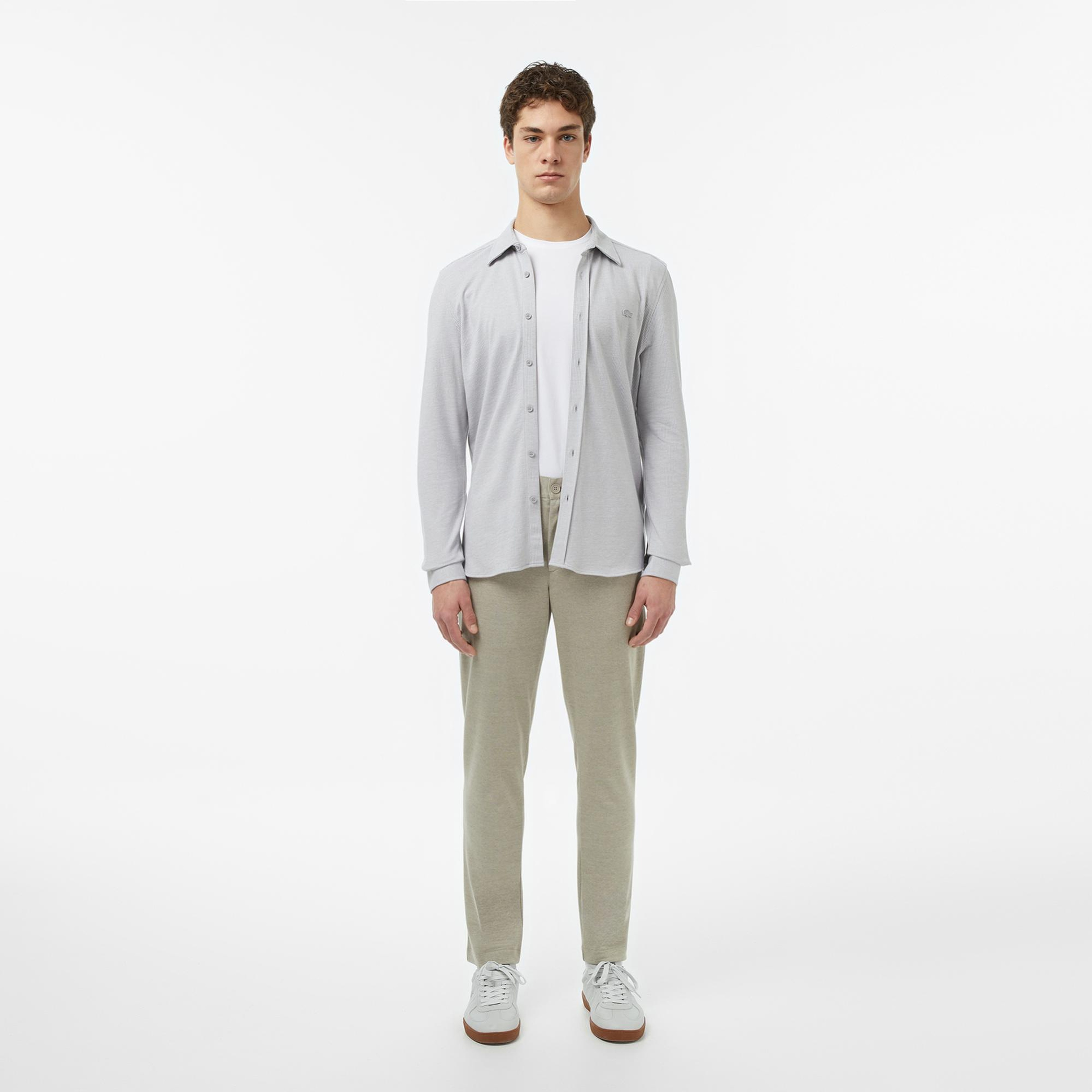 Lacoste Erkek Slim Fit Düğmeli Yaka Gri Gömlek