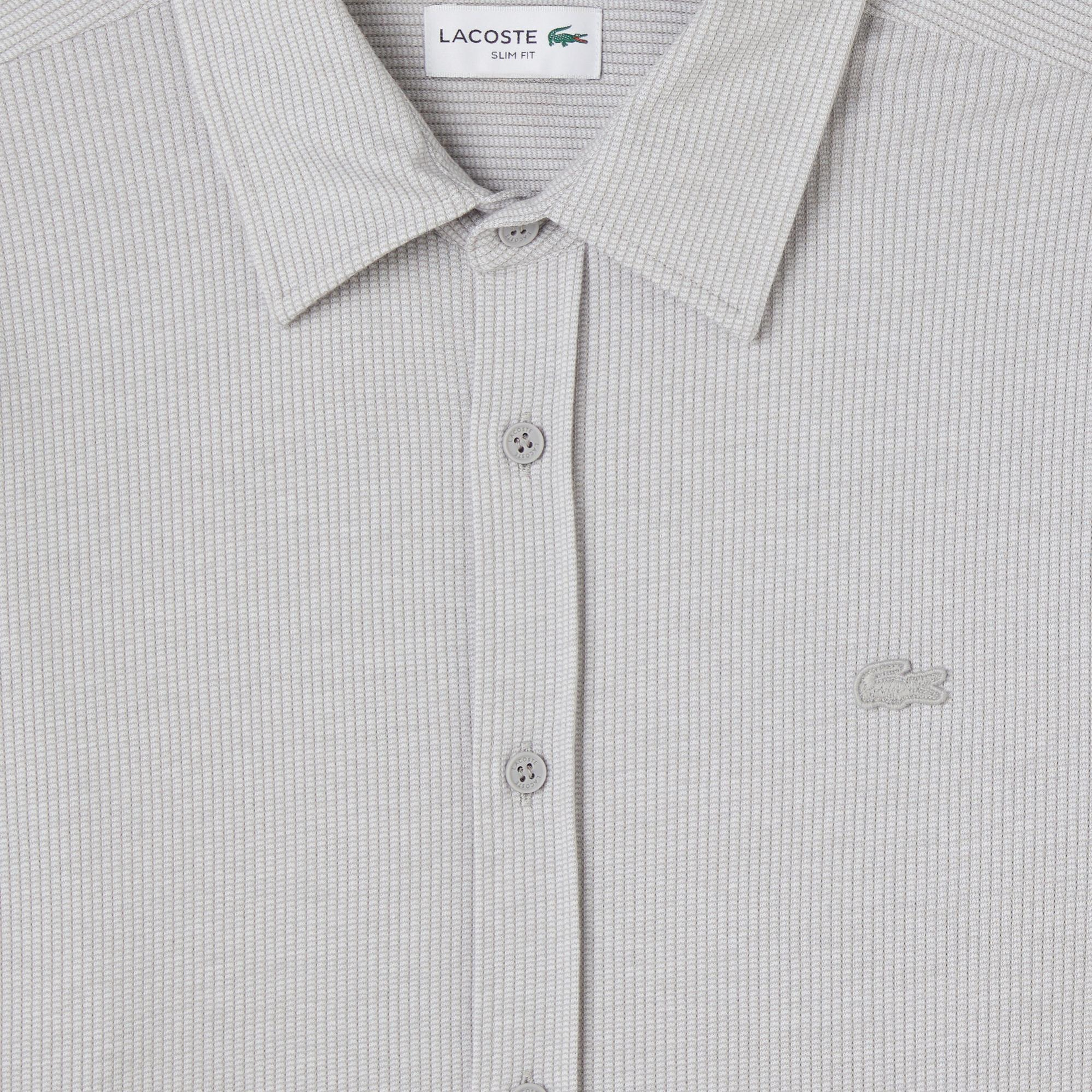 Lacoste Erkek Slim Fit Düğmeli Yaka Gri Gömlek
