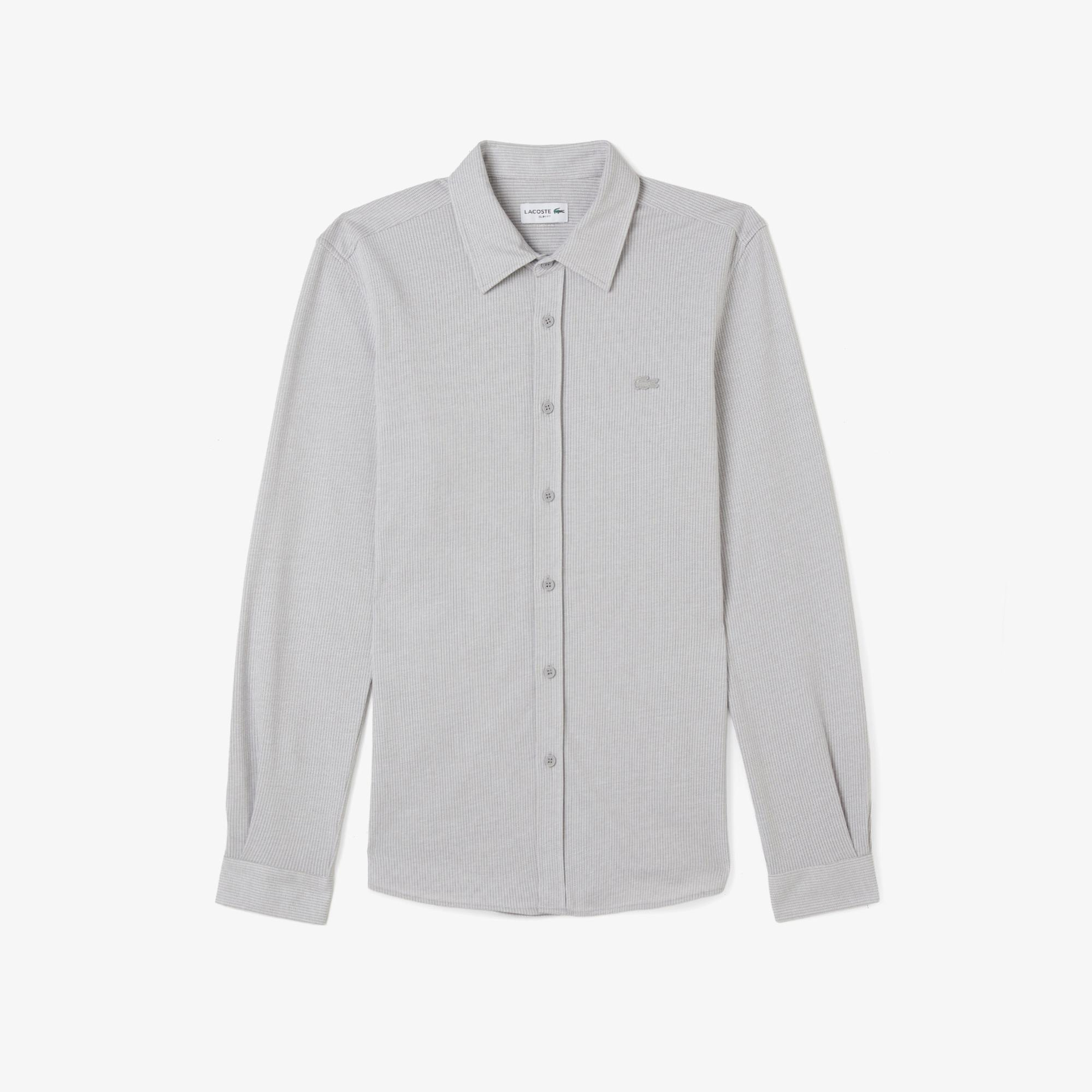 Lacoste Erkek Slim Fit Düğmeli Yaka Gri Gömlek