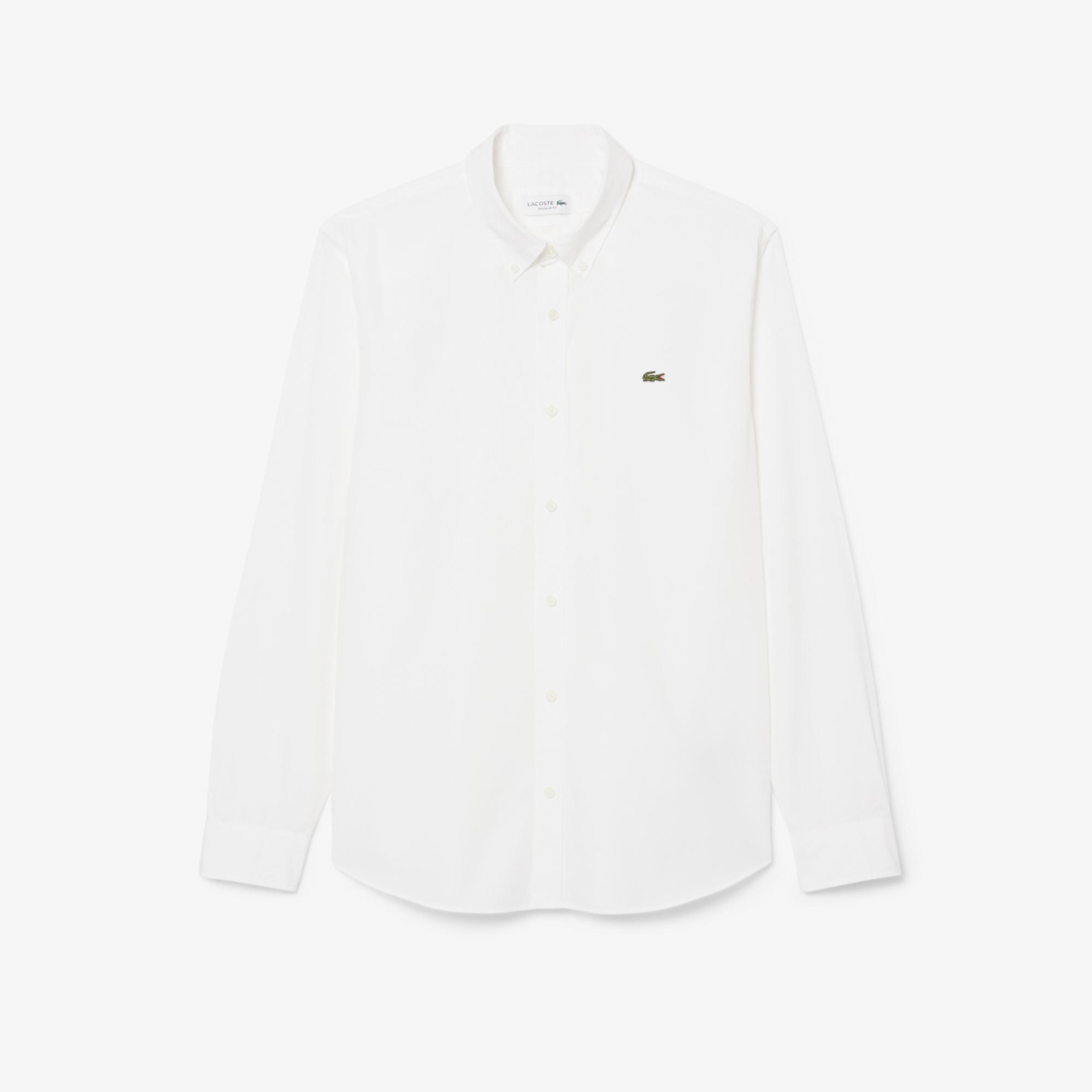 Lacoste Erkek Regular Fit Düğmeli Yaka Beyaz Gömlek