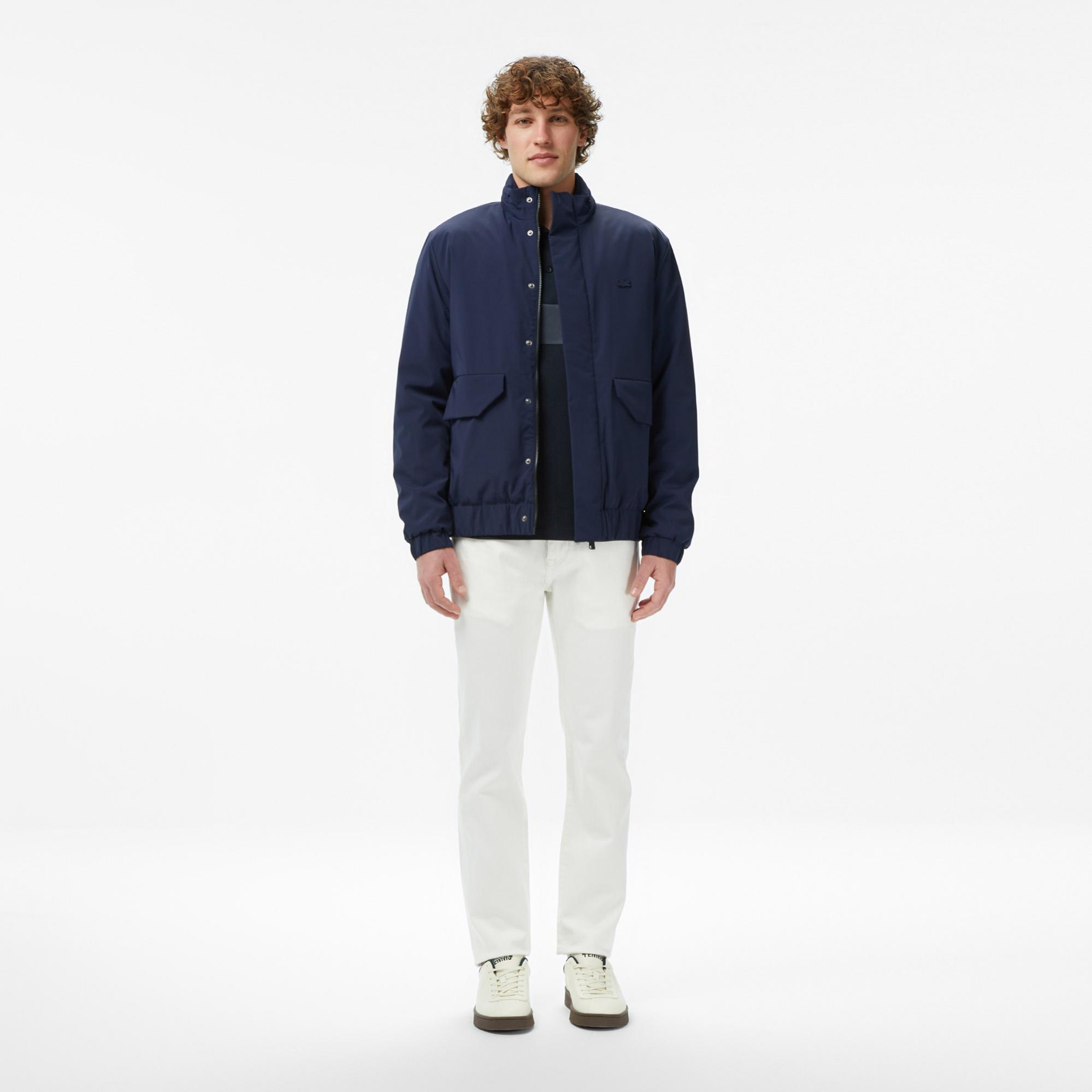 Lacoste Erkek Relaxed Fit Dik Yaka Lacivert Mont