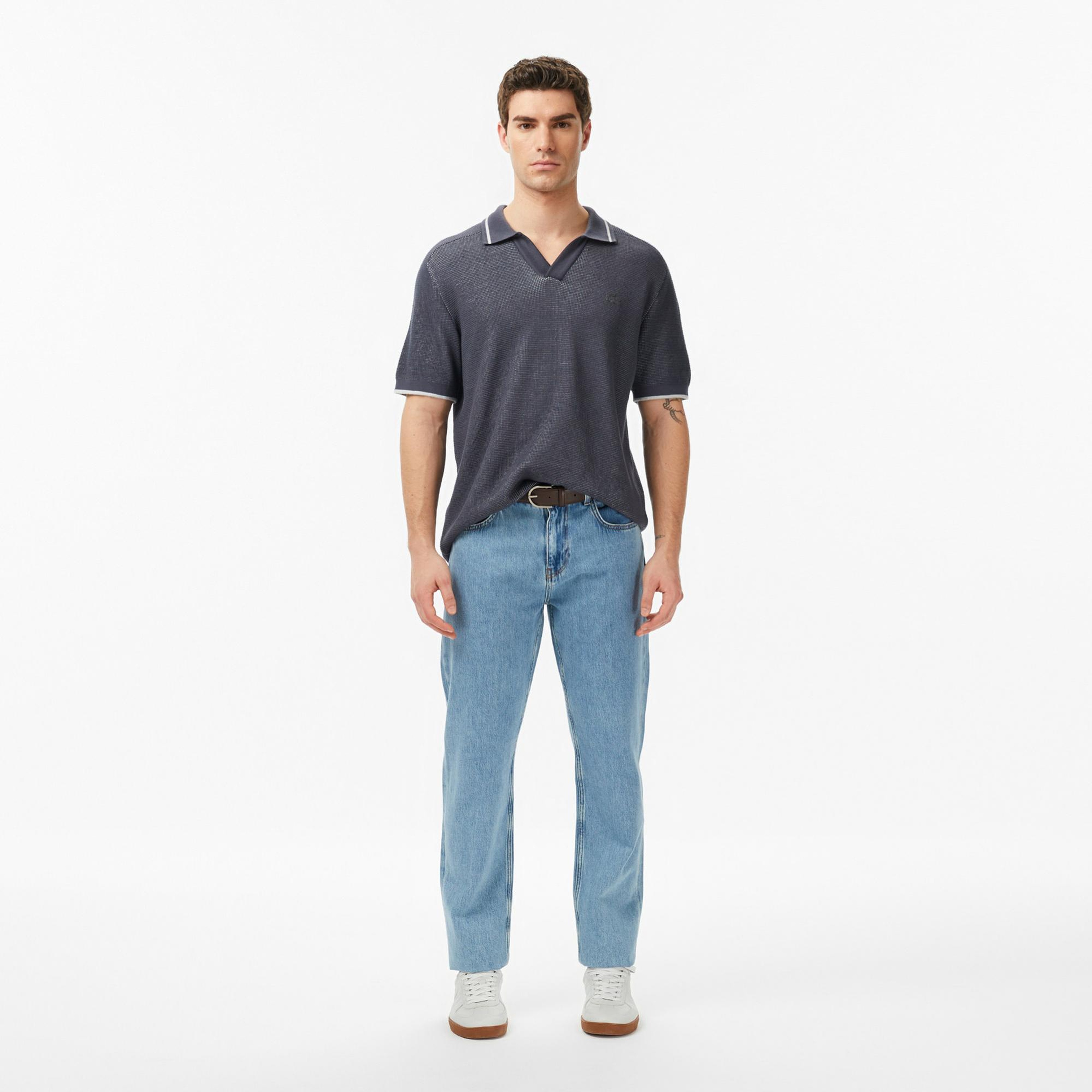 Lacoste Erkek Classic Fit Kısa Kollu Polo Yaka Koyu Gri Triko