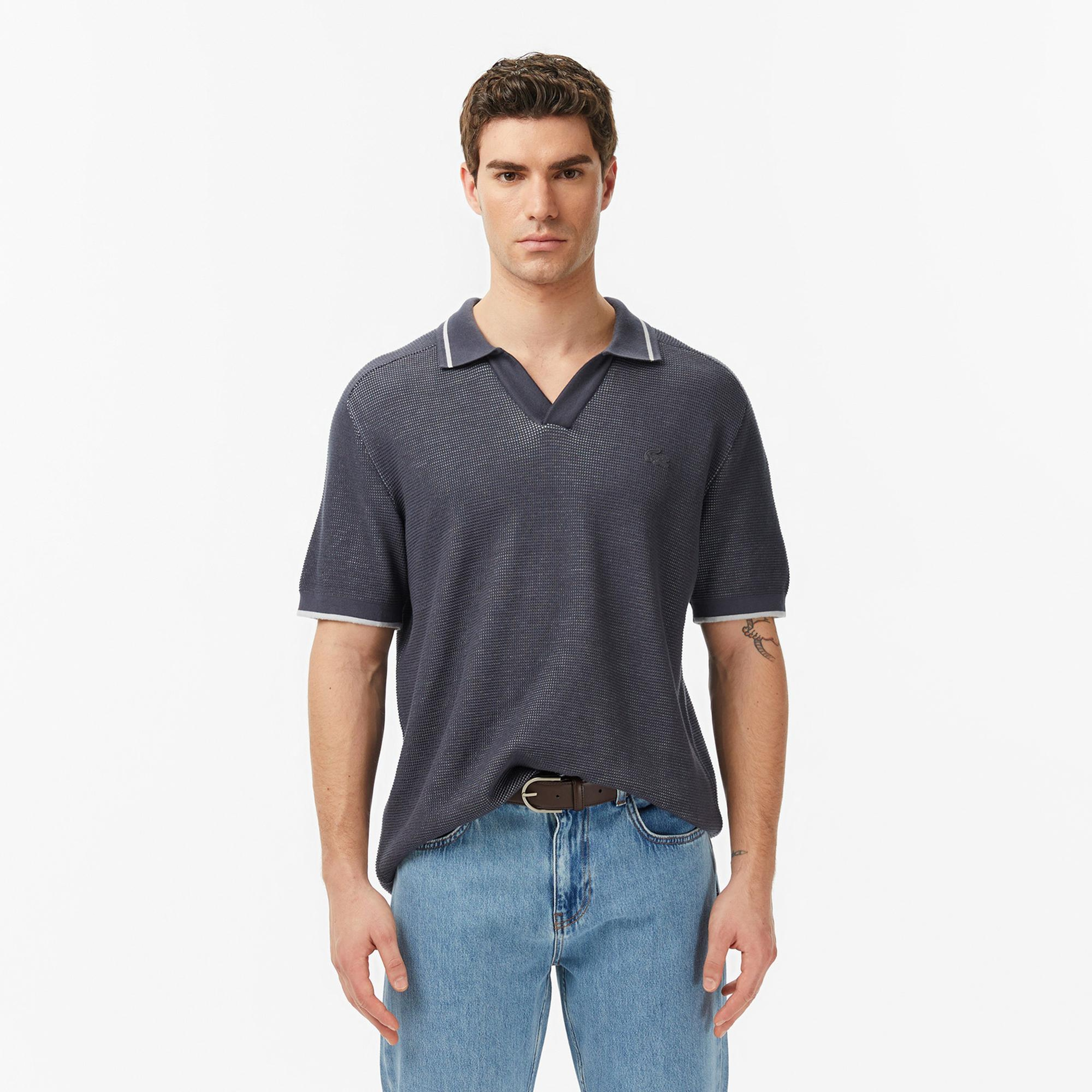 Lacoste Erkek Classic Fit Kısa Kollu Polo Yaka Koyu Gri Triko