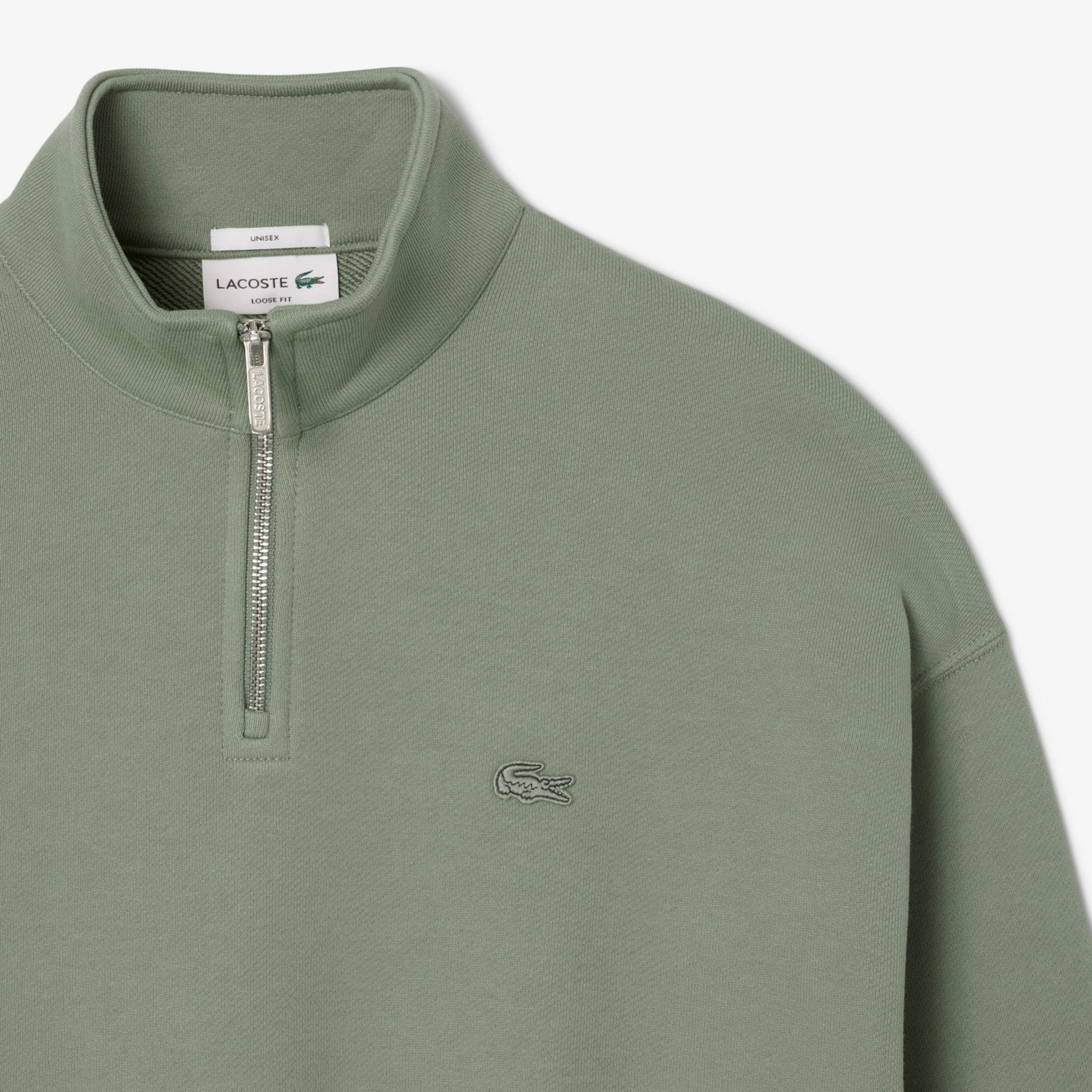 Lacoste Heavy Fleece Zipper Neck Unisex Yeşil Sweatshirt