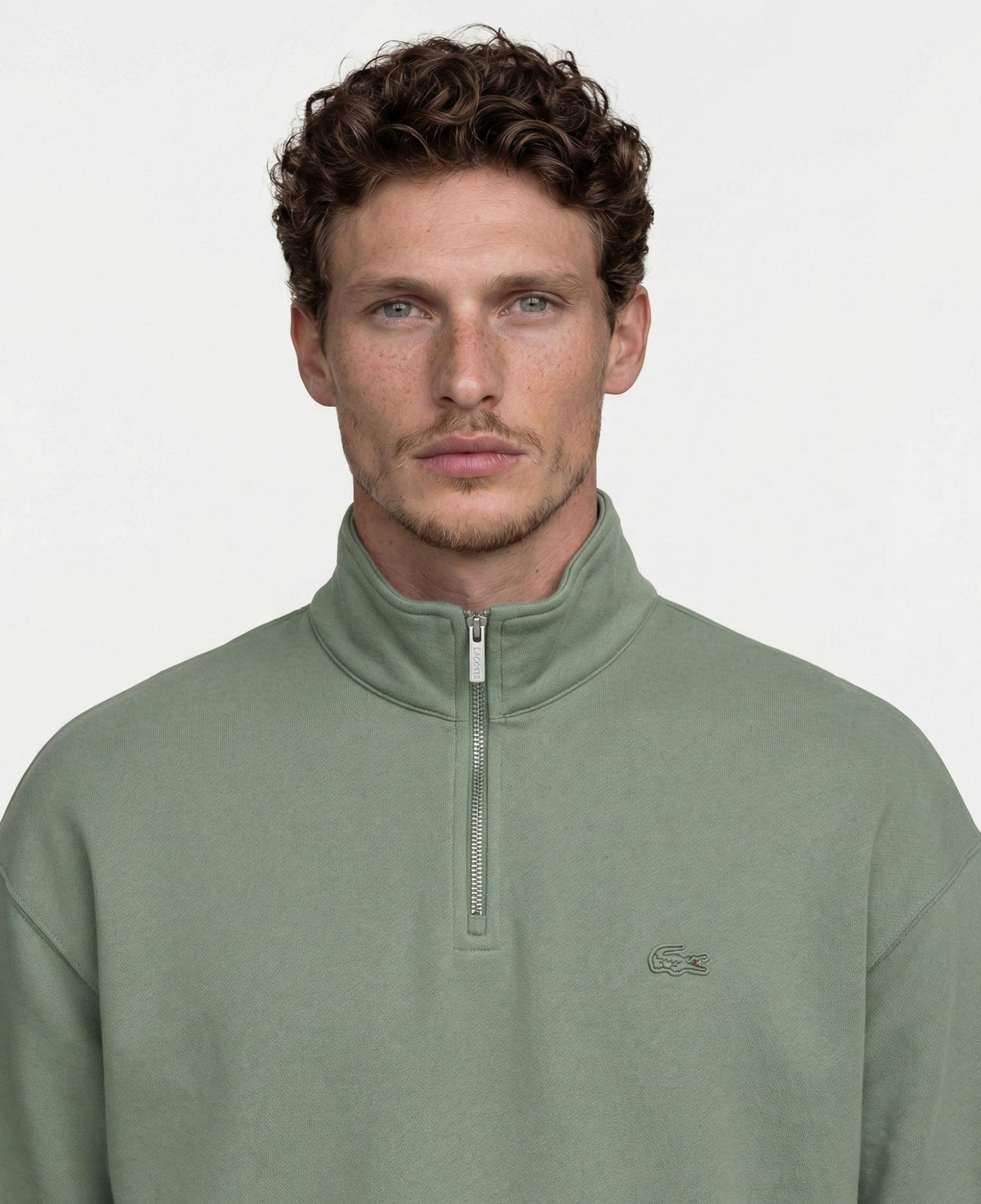 Lacoste Heavy Fleece Zipper Neck Unisex Yeşil Sweatshirt