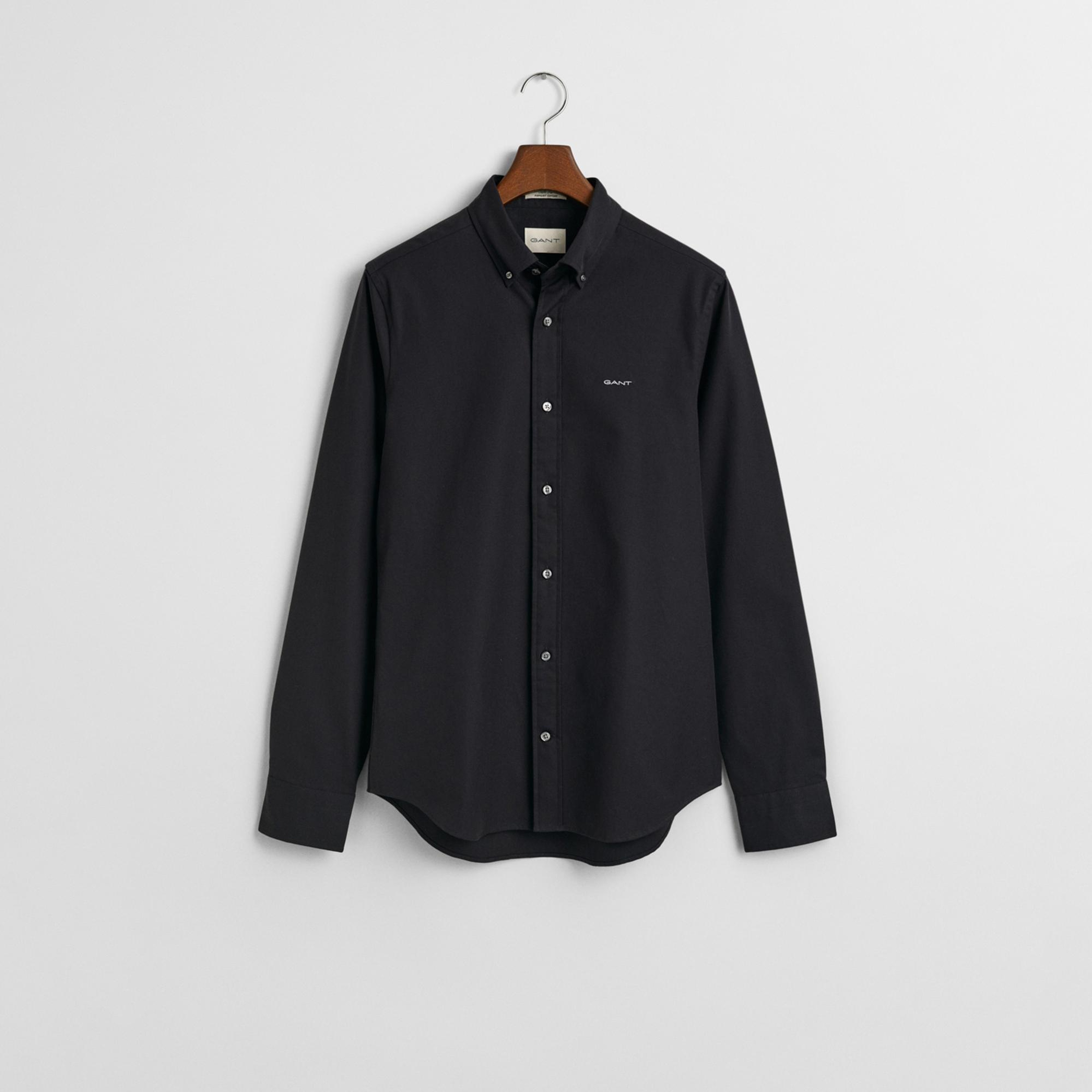 GANT Erkek Siyah Regular Fit Düğmeli Yaka Oxford Gömlek