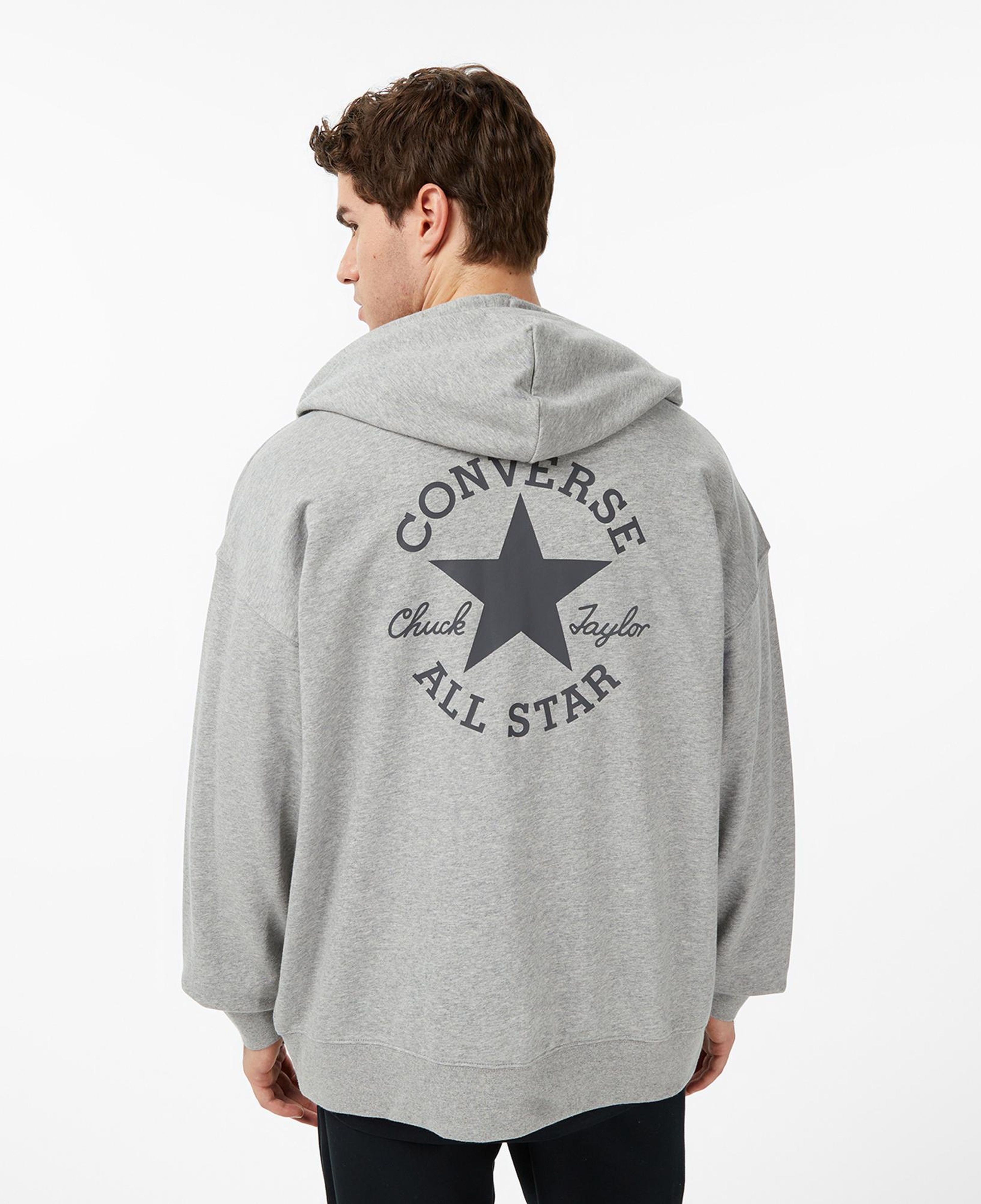 Converse Loose Fit Sneaker Patch Full Zip Erkek Gri Sweatshirt