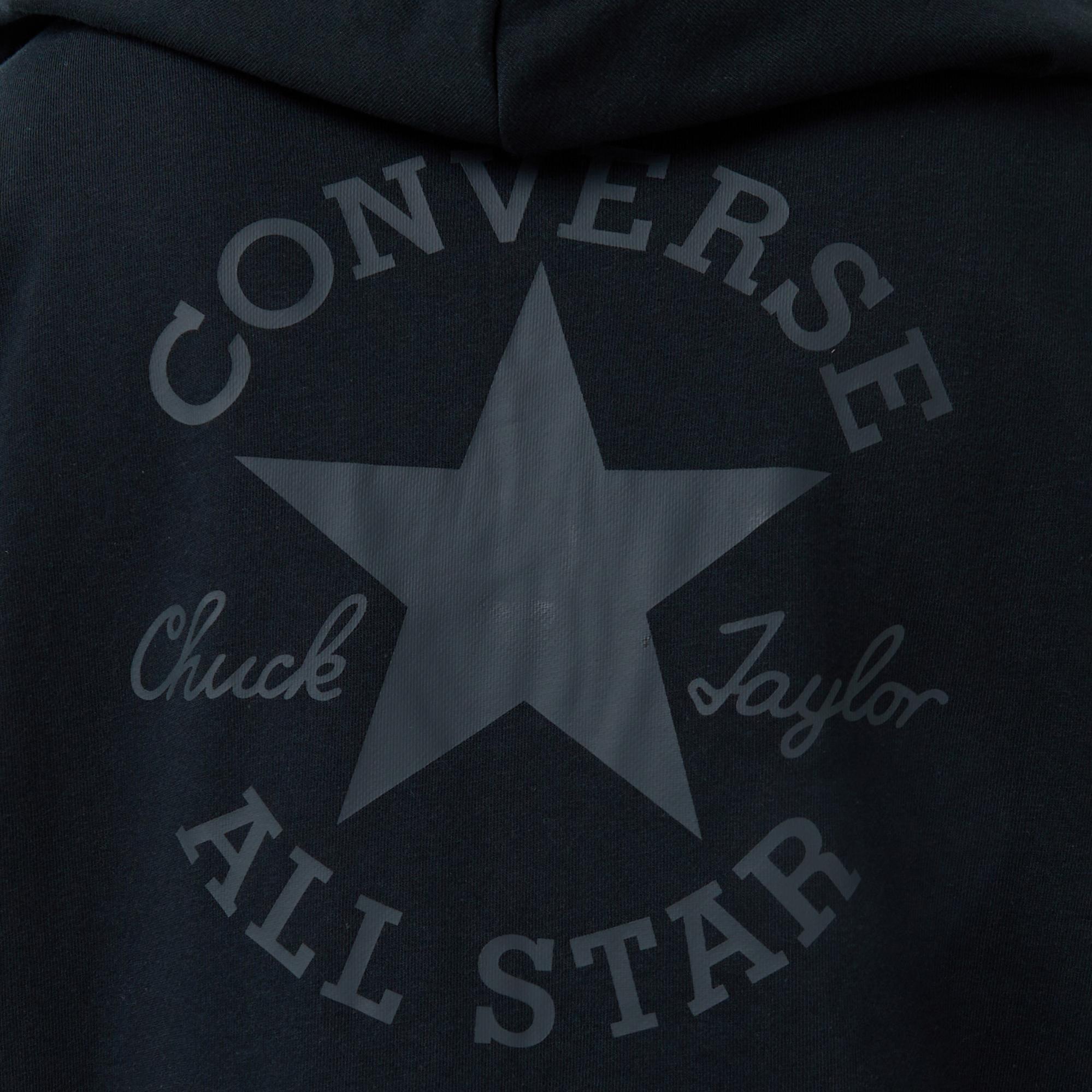 Converse Loose Fit Sneaker Patch Full Zip Erkek Siyah Sweatshirt