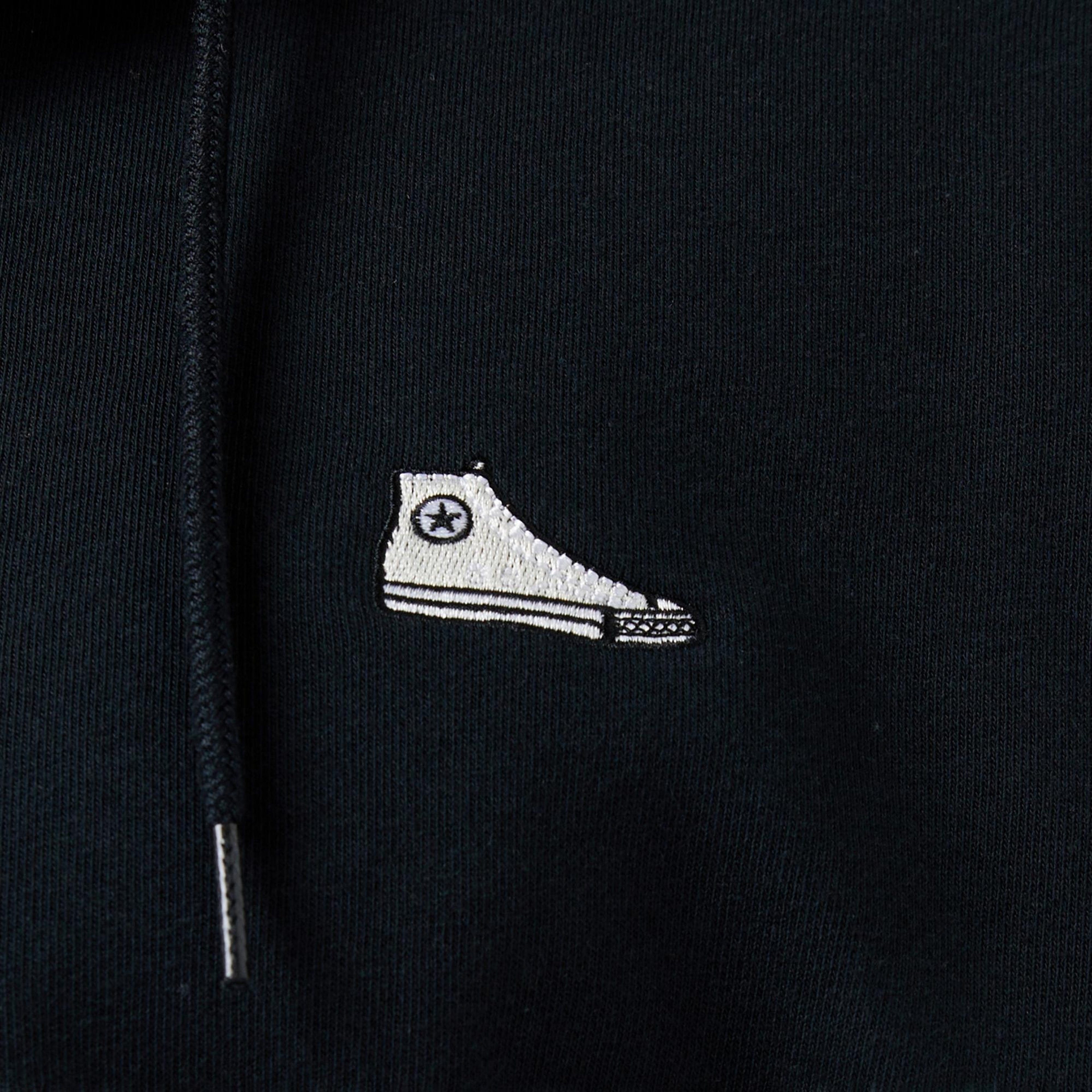 Converse Loose Fit Sneaker Patch Full Zip Erkek Siyah Sweatshirt