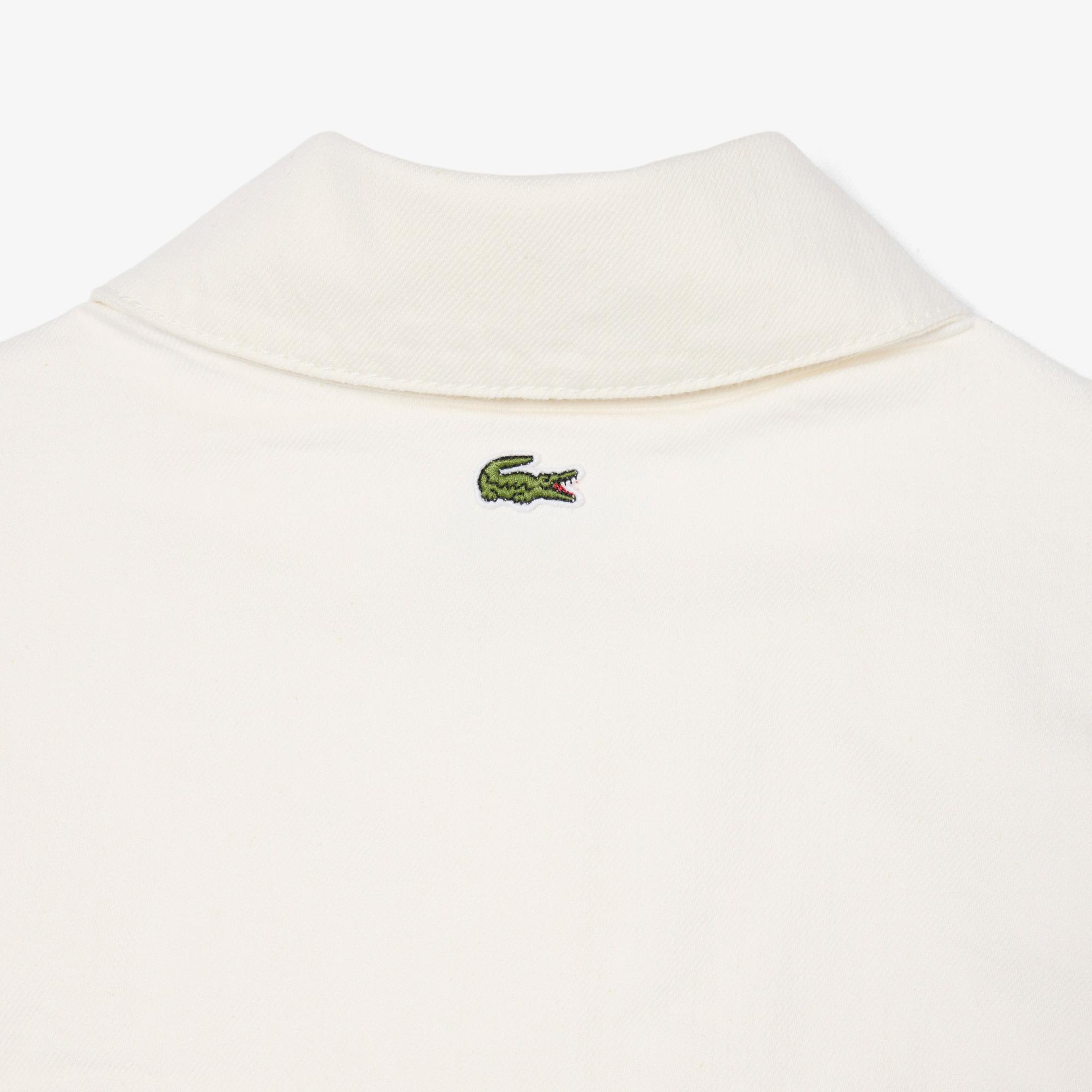 Lacoste Kadın Oversize Fit Kısa Kollu Polo Yaka Denim Beyaz Gömlek