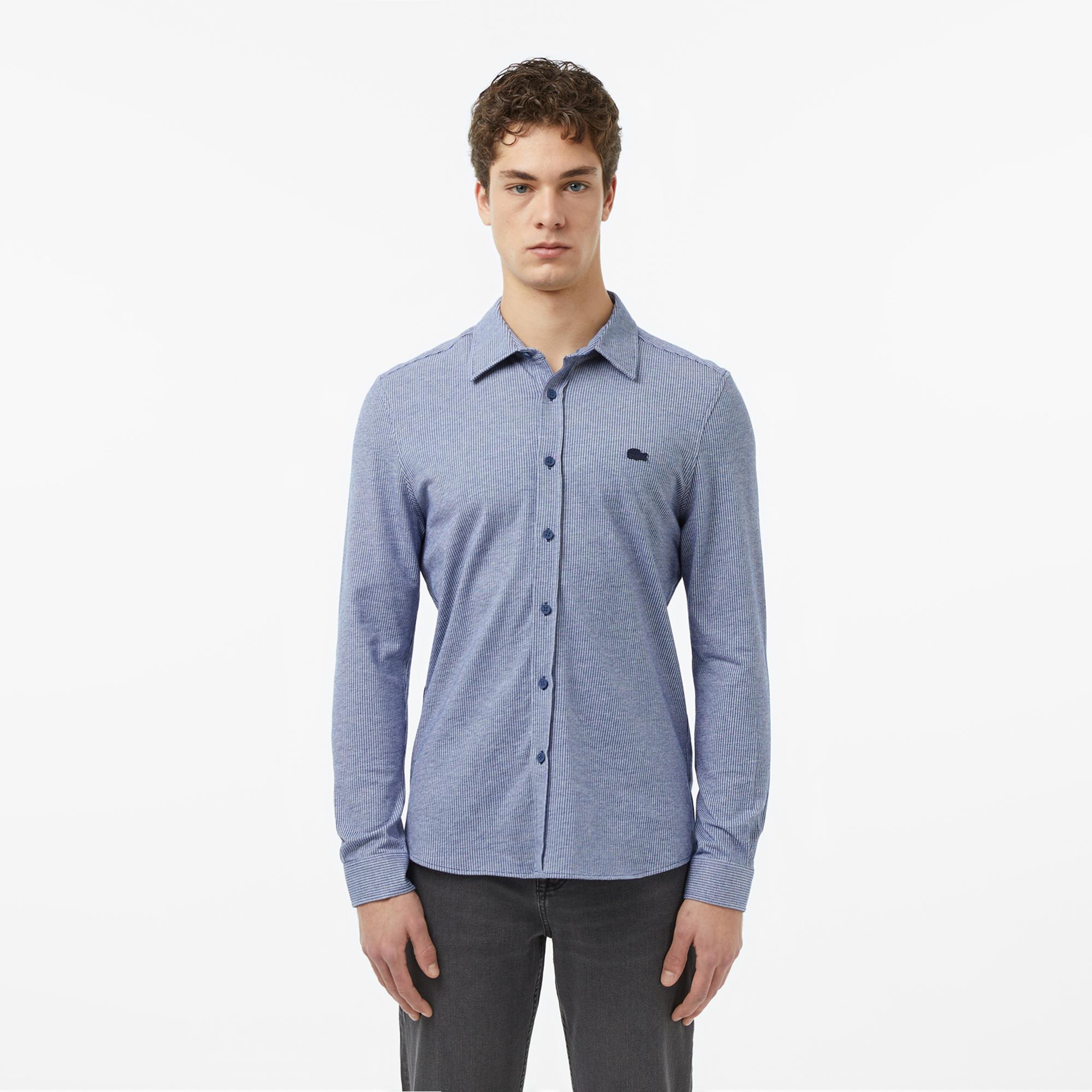 Lacoste Erkek Slim Fit Düğmeli Yaka Koyu Mavi Gömlek