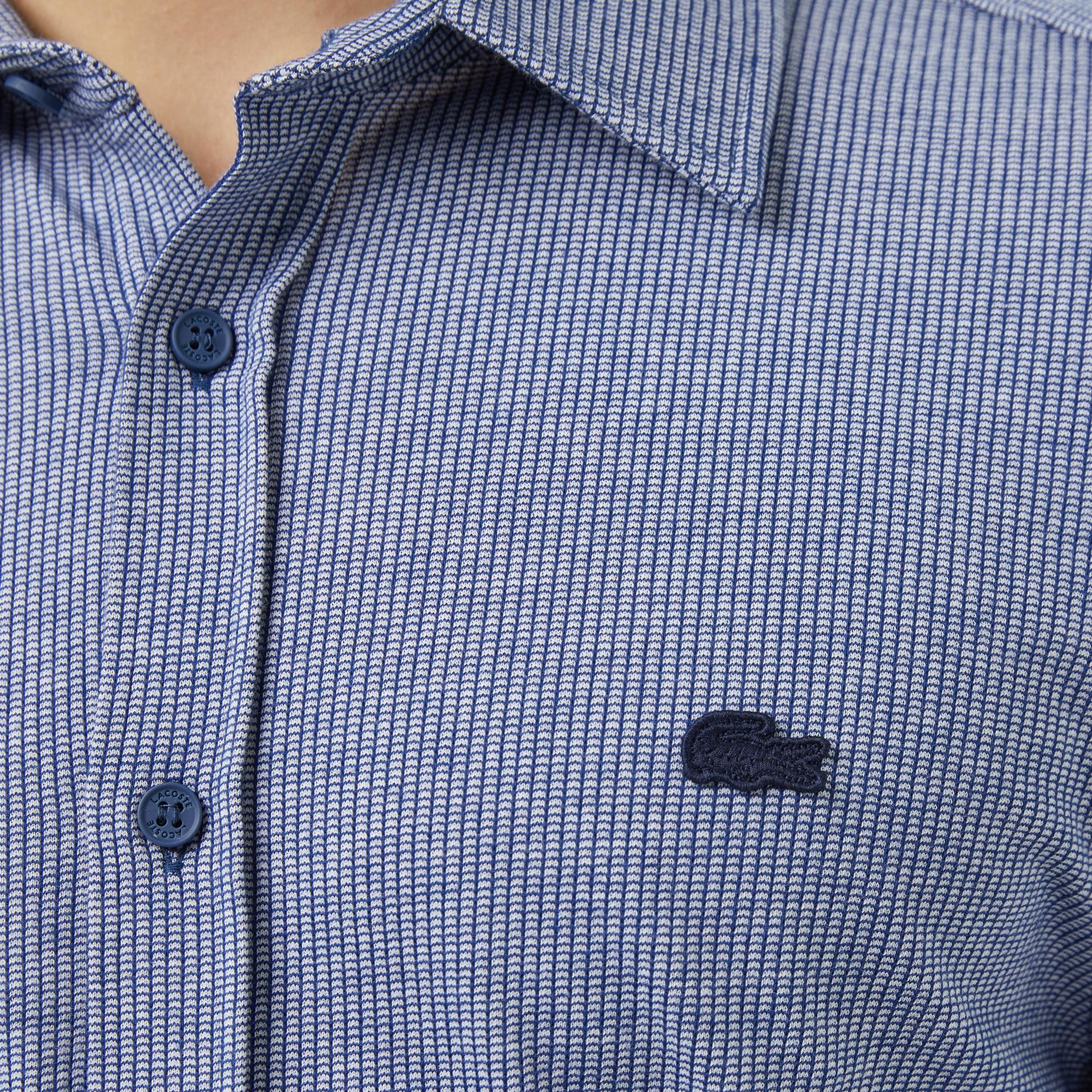 Lacoste Erkek Slim Fit Düğmeli Yaka Koyu Mavi Gömlek