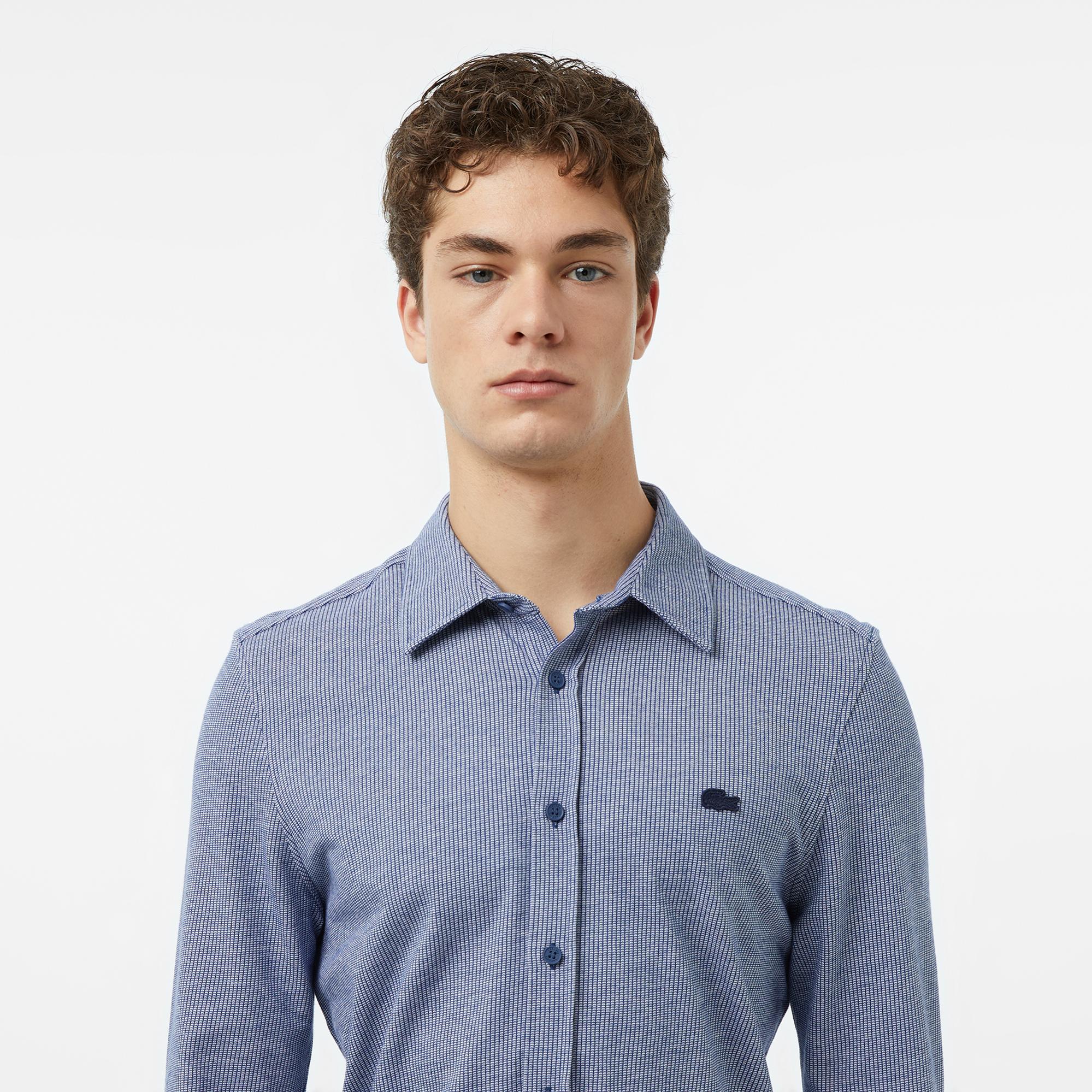 Lacoste Erkek Slim Fit Düğmeli Yaka Koyu Mavi Gömlek