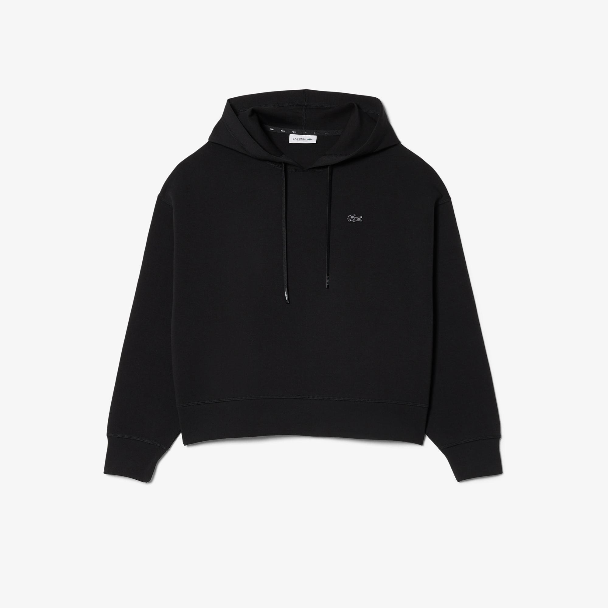 Lacoste Kadın Oversize Fit Kapüşonlu Siyah Sweatshirt