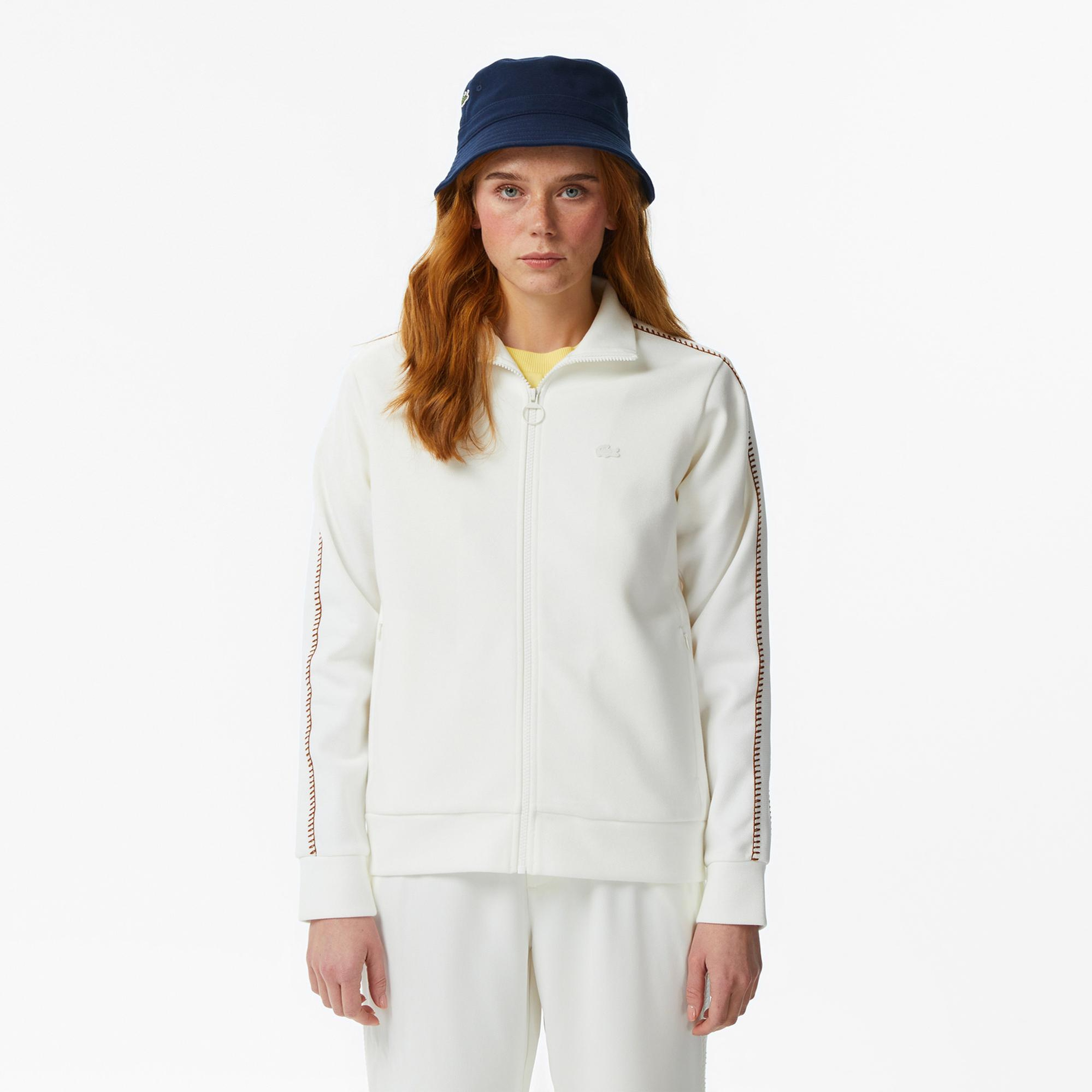 Lacoste Kadın Regular Fit Dik Yaka Krem Sweatshirt