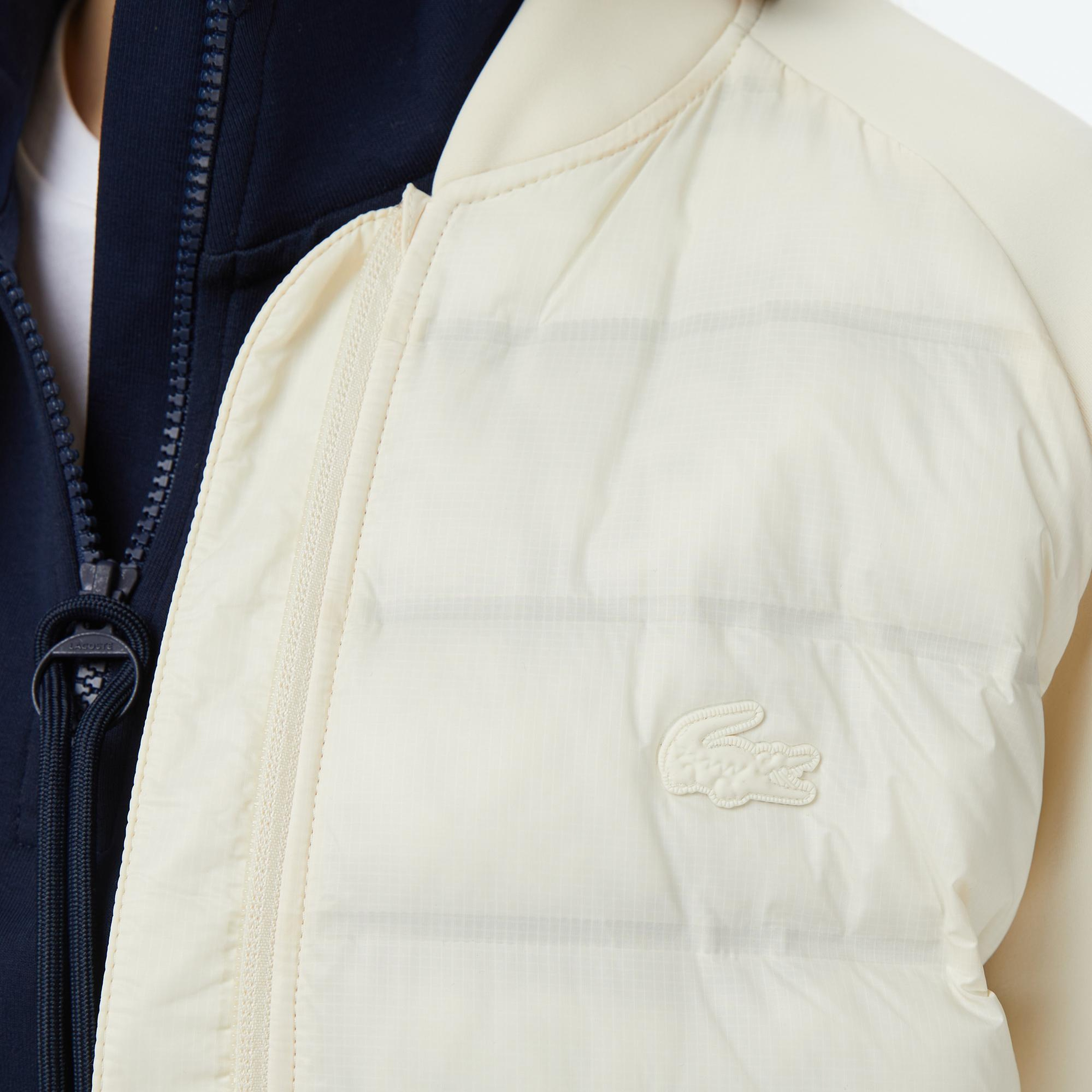 Lacoste Kadın Regular Fit Dik Yaka Renk Bloklu Krem Mont