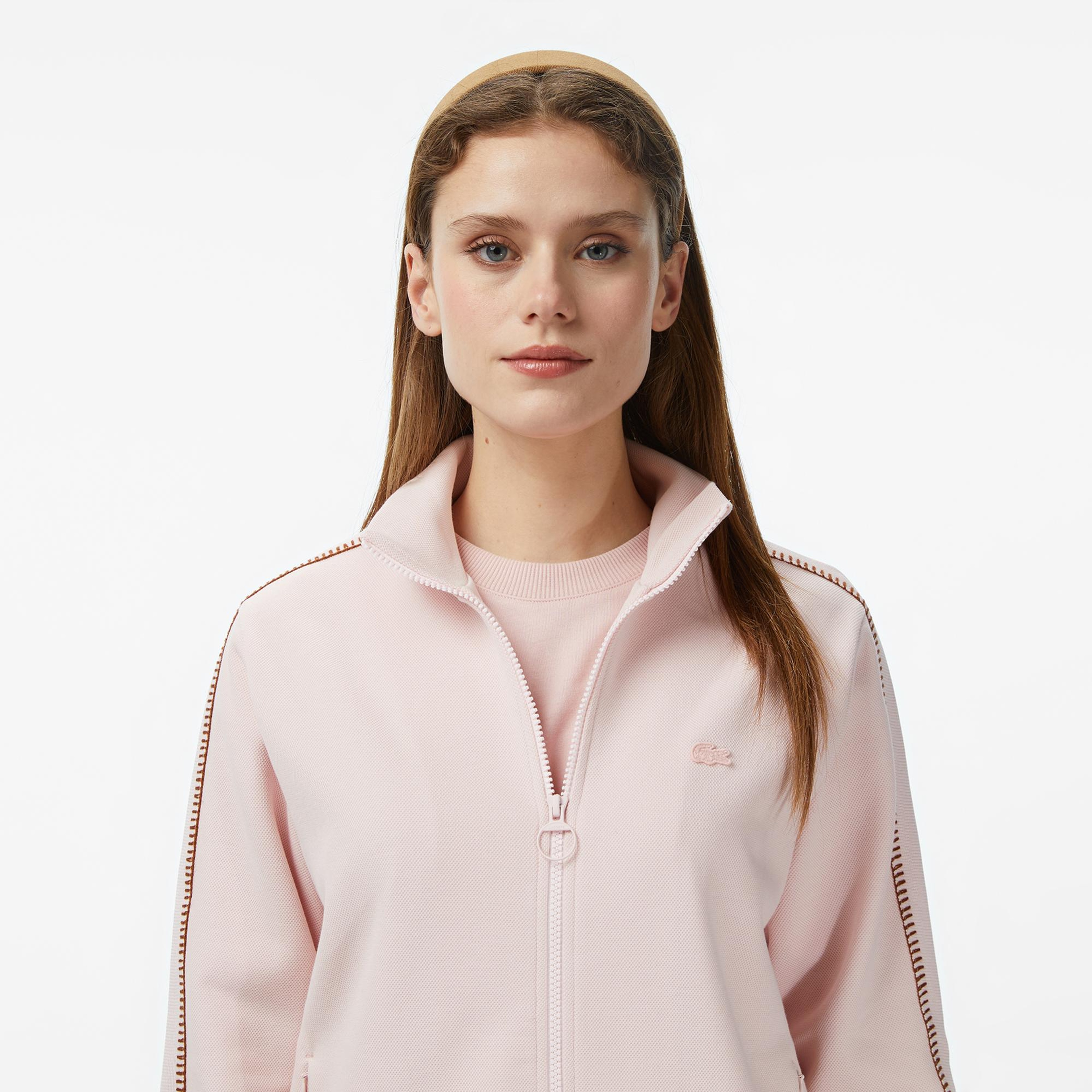 Lacoste Kadın Regular Fit Dik Yaka Açık Pembe Sweatshirt