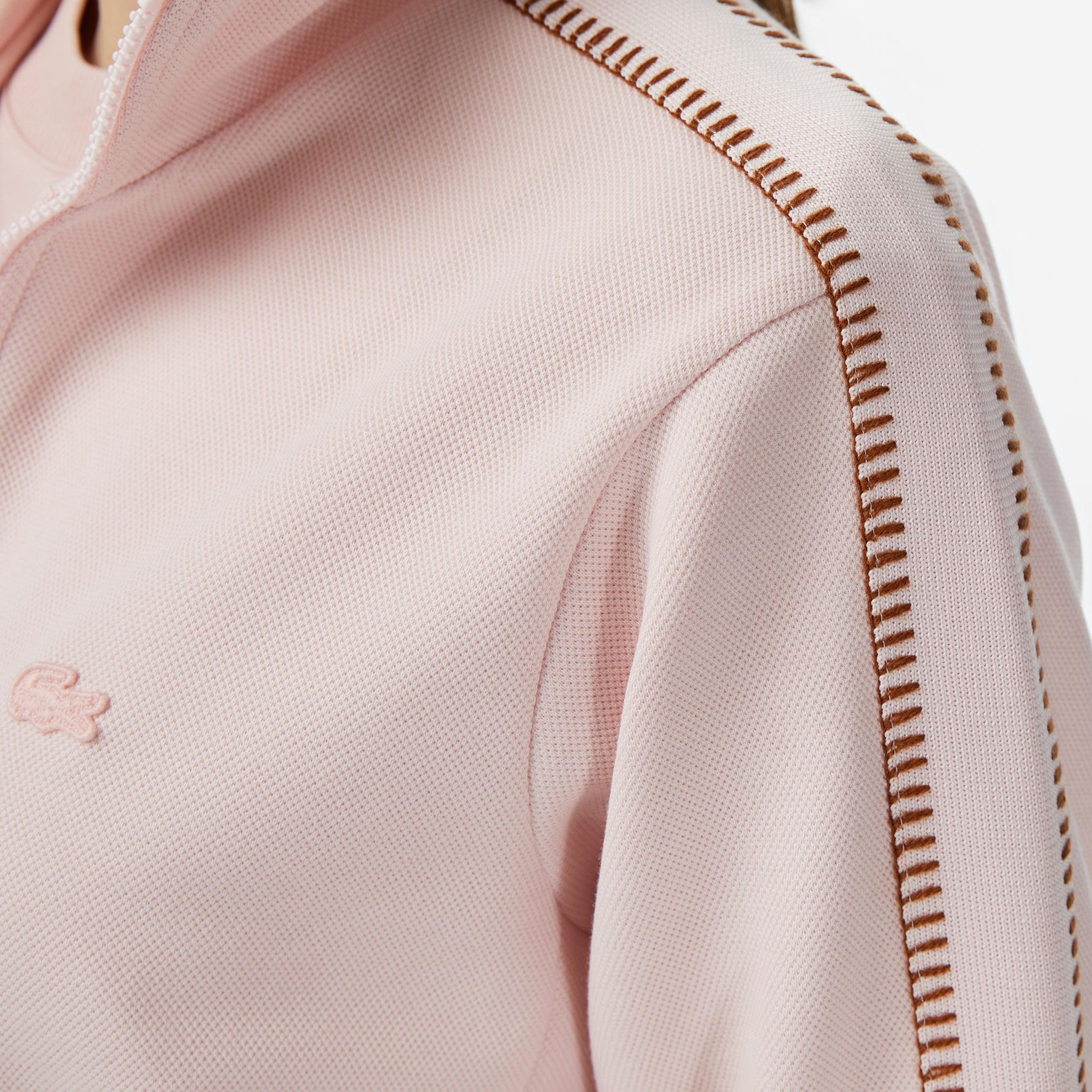 Lacoste Kadın Regular Fit Dik Yaka Açık Pembe Sweatshirt