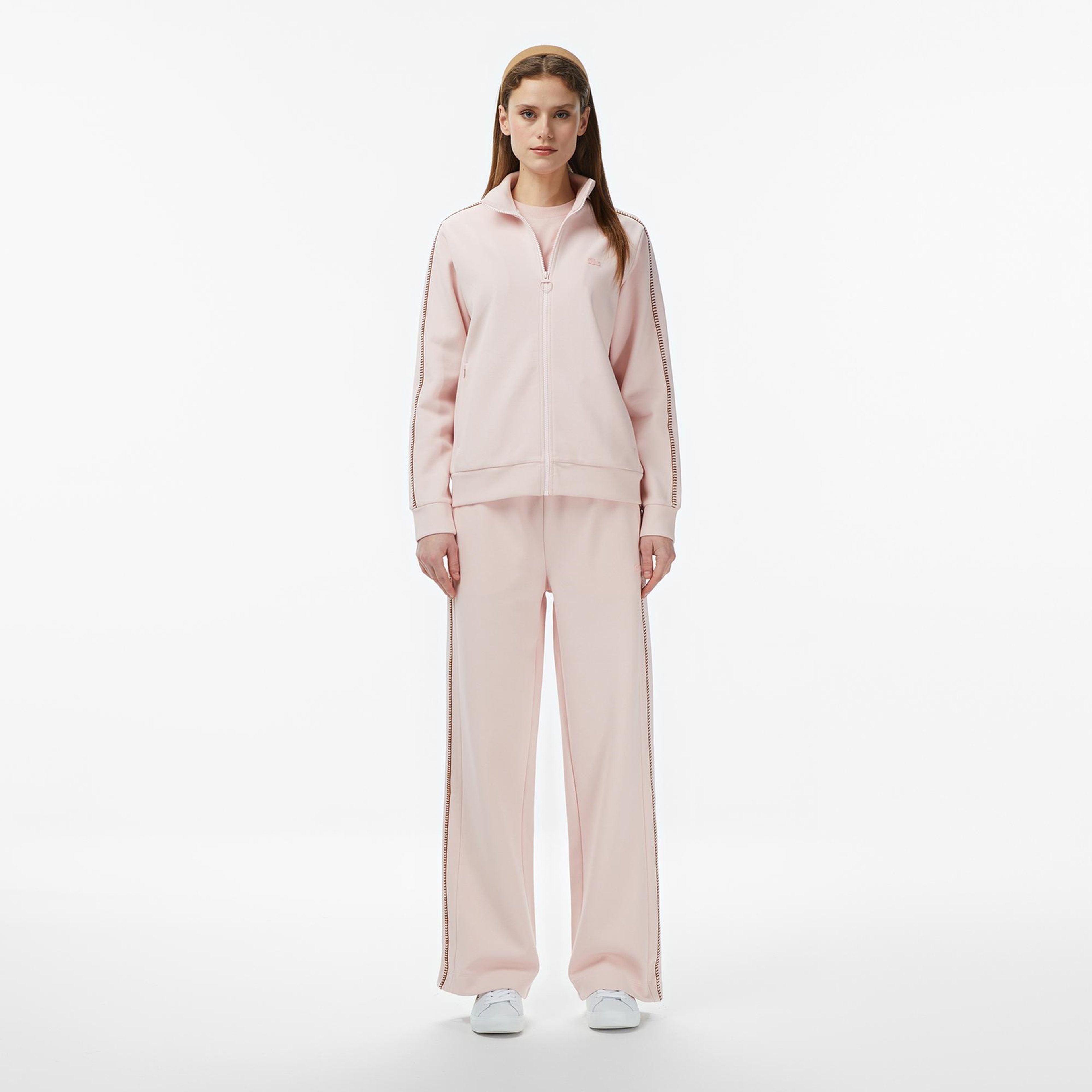 Lacoste Kadın Regular Fit Dik Yaka Açık Pembe Sweatshirt